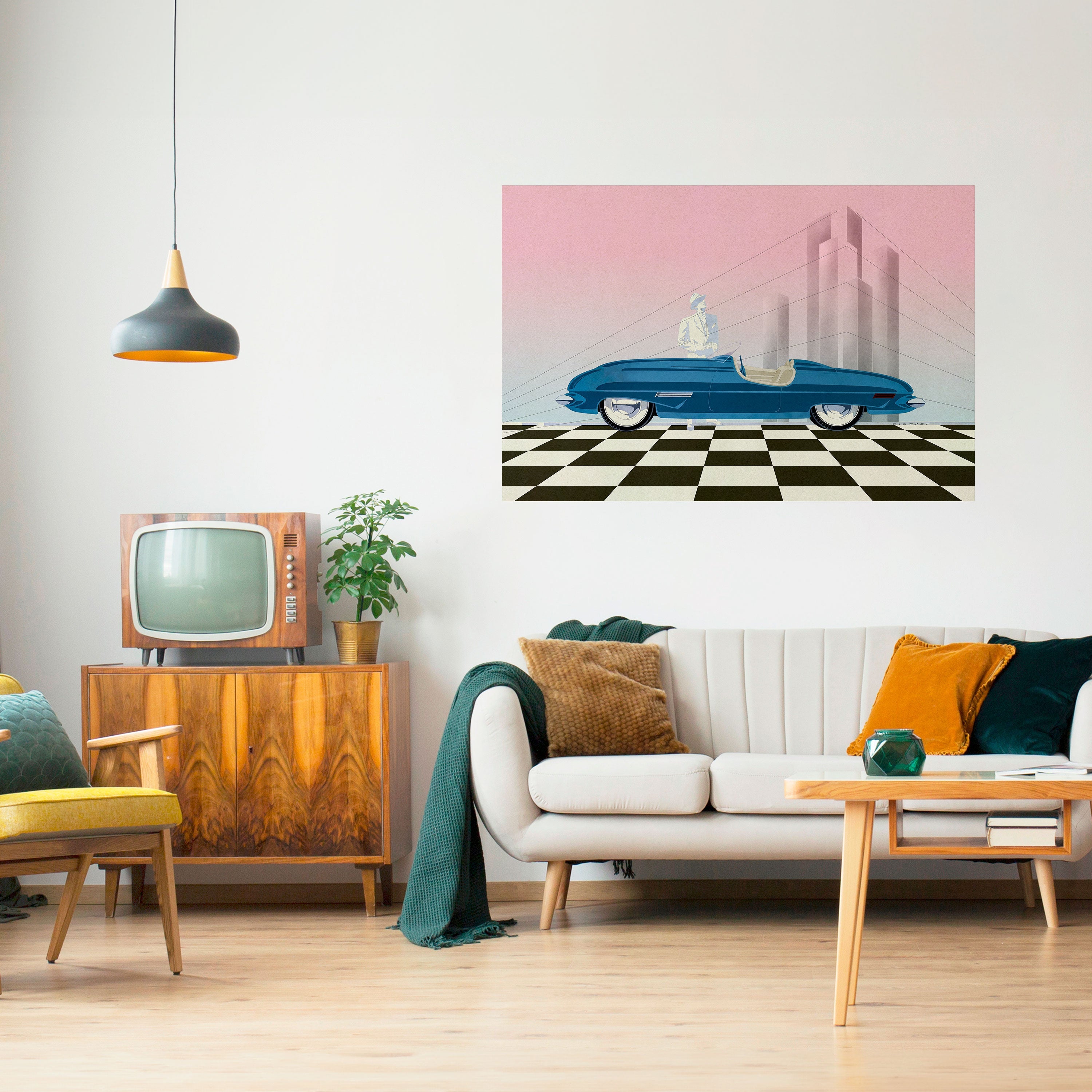 BLUE ROADSTER Horizontales Poster zum Abziehen und Aufkleben