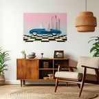 BLUE ROADSTER Selbstklebendes Horizontal-Poster