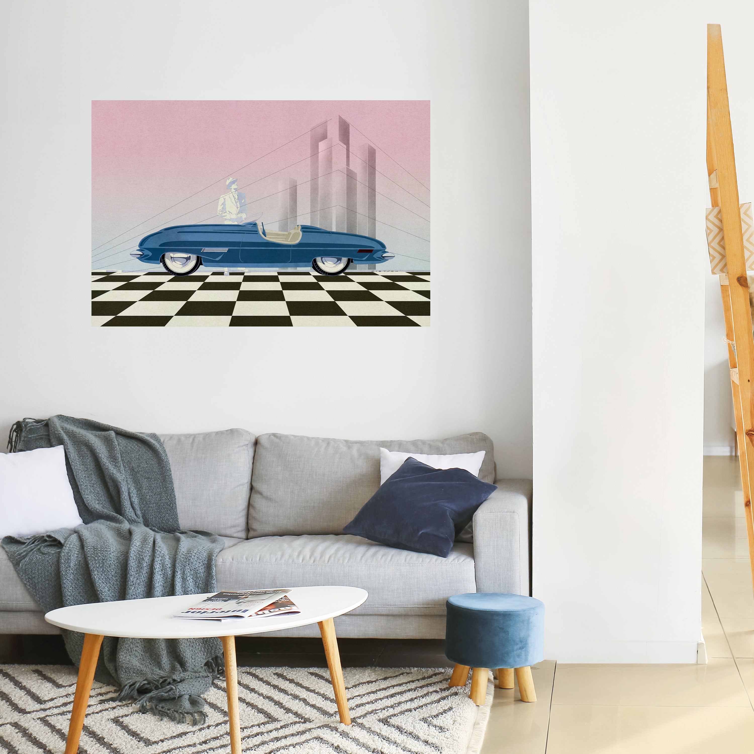 BLUE ROADSTER Horizontales Poster zum Abziehen und Aufkleben