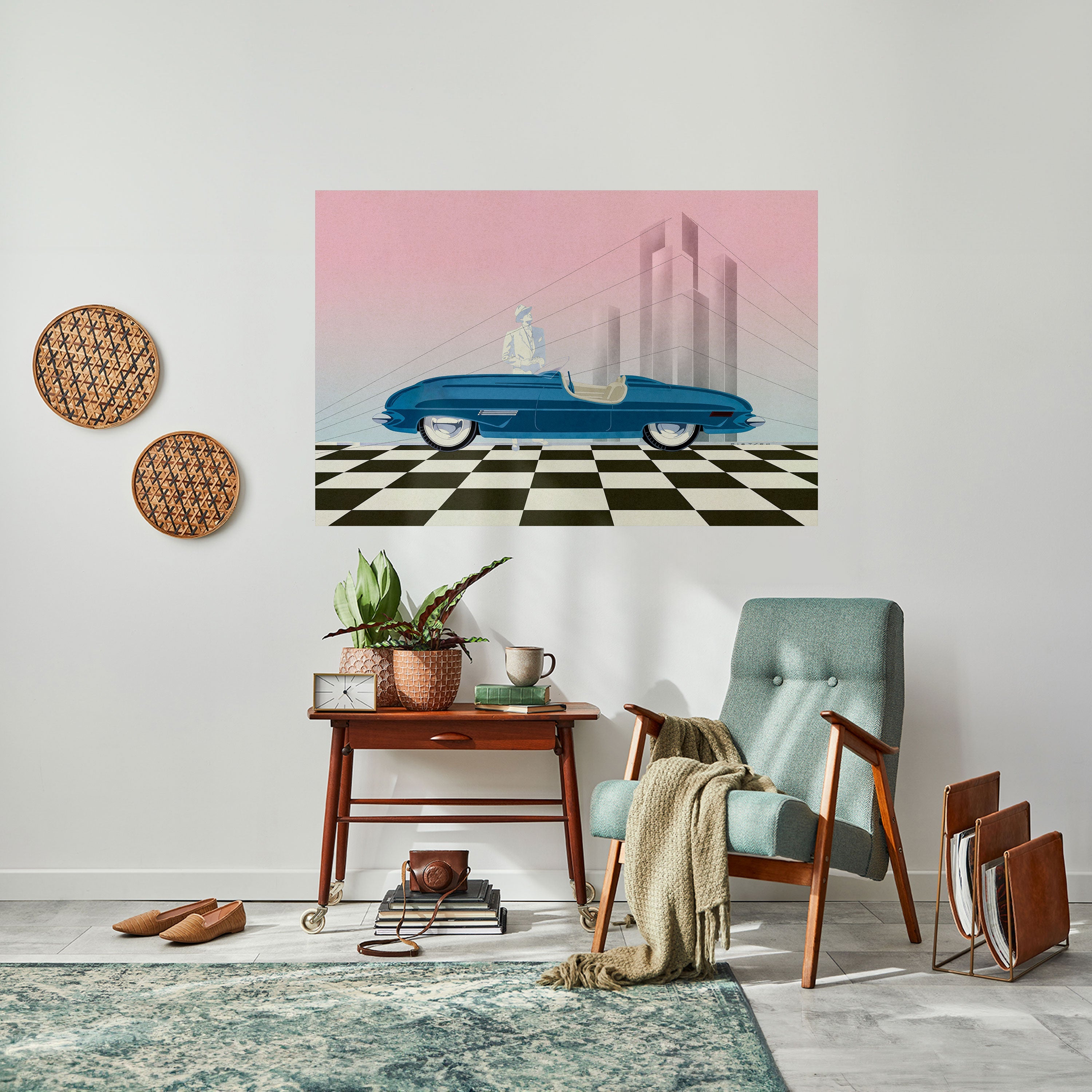 BLUE ROADSTER Horizontales Poster zum Abziehen und Aufkleben