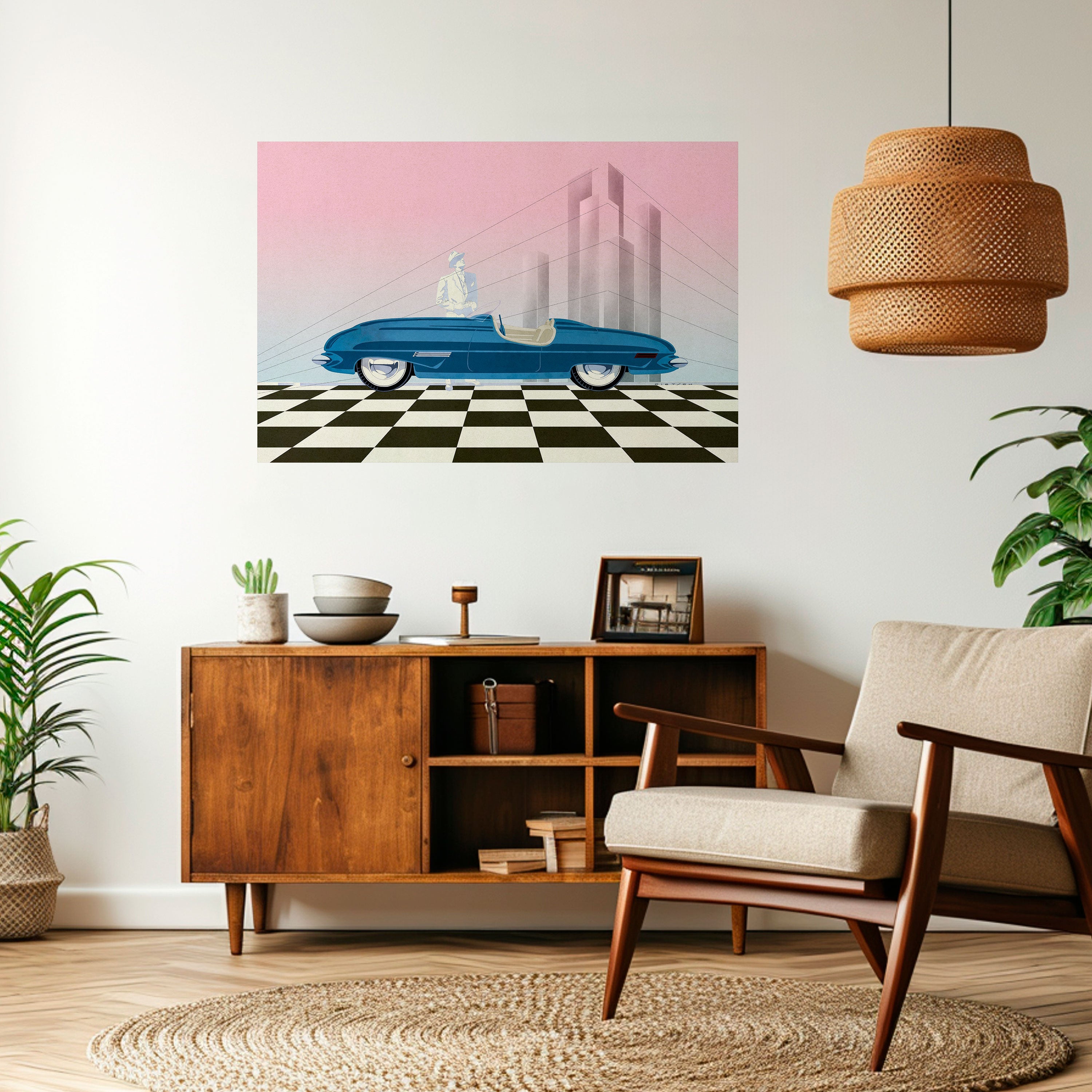 BLUE ROADSTER Horizontales Poster zum Abziehen und Aufkleben