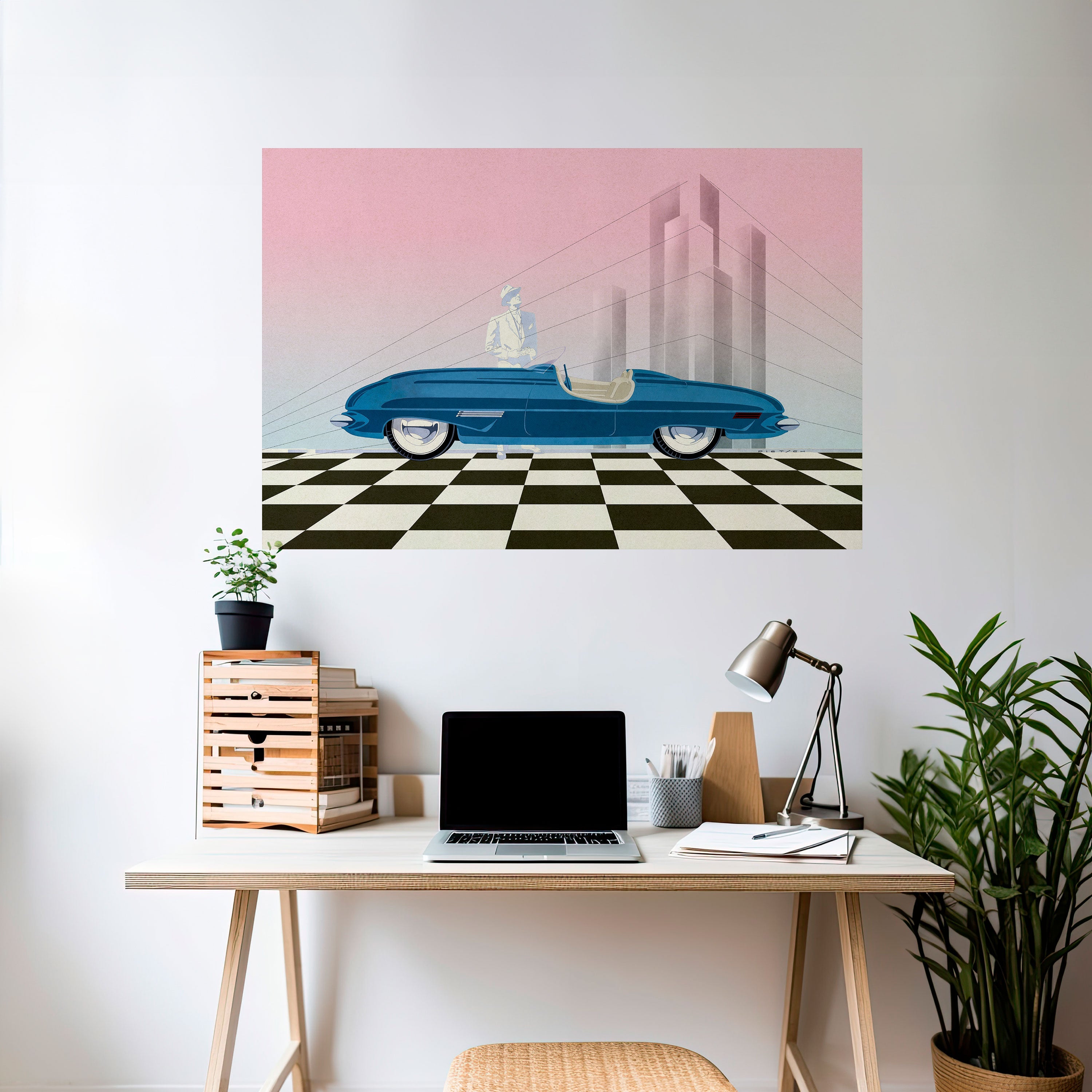 BLUE ROADSTER Horizontales Poster zum Abziehen und Aufkleben