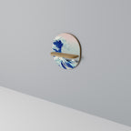 THE GREAT WAVE Ovales Kunstregal in Eiche-Optik