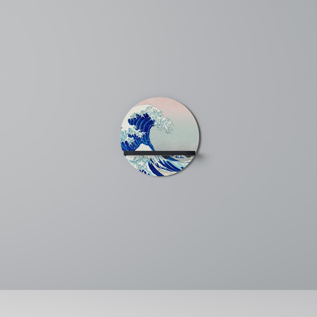 THE GREAT WAVE Rundes Kunstregal in Schwarz