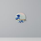 THE GREAT WAVE Rundes Kunstregal in Eiche-Optik