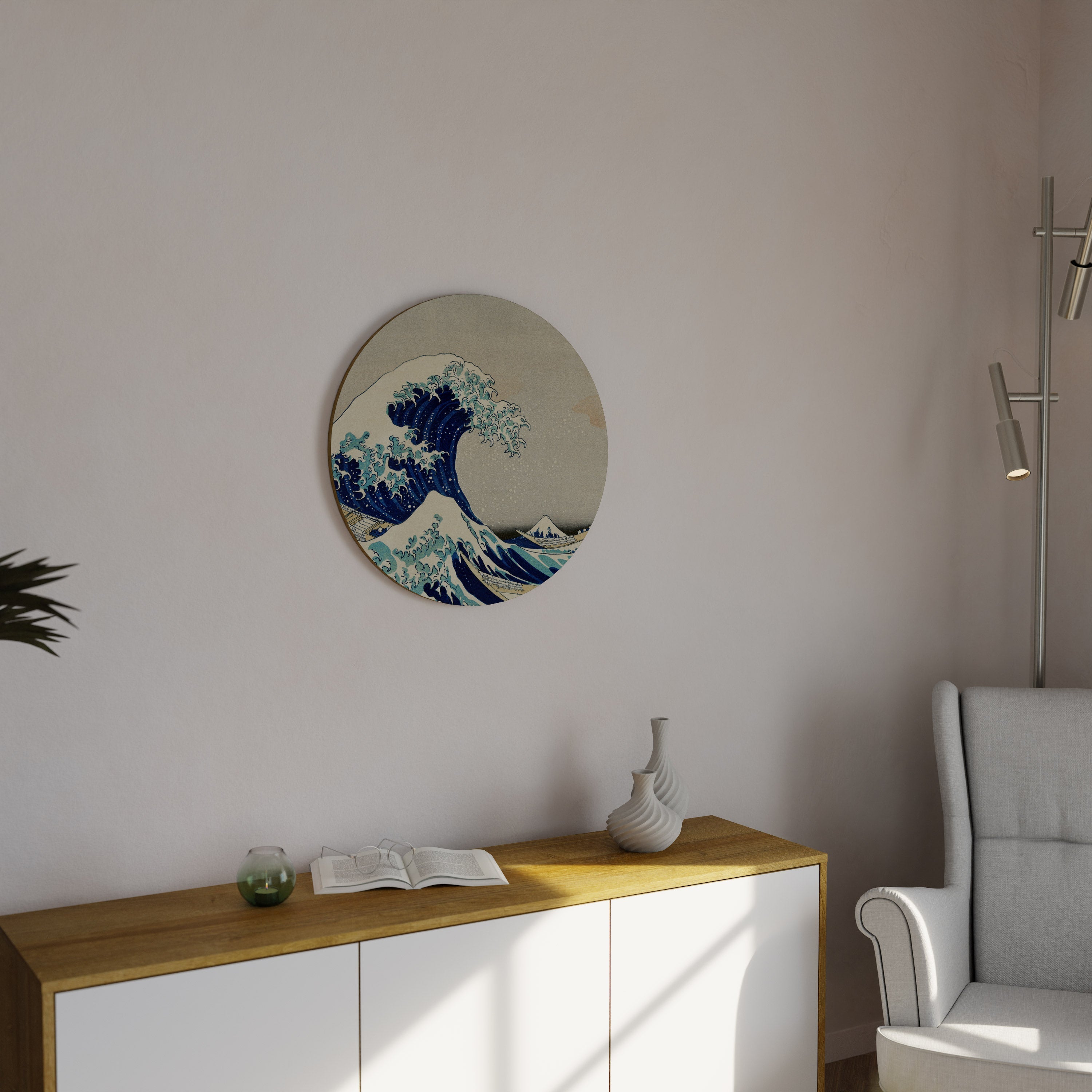 DIE GROSSE WELLE Runde Wandkunst