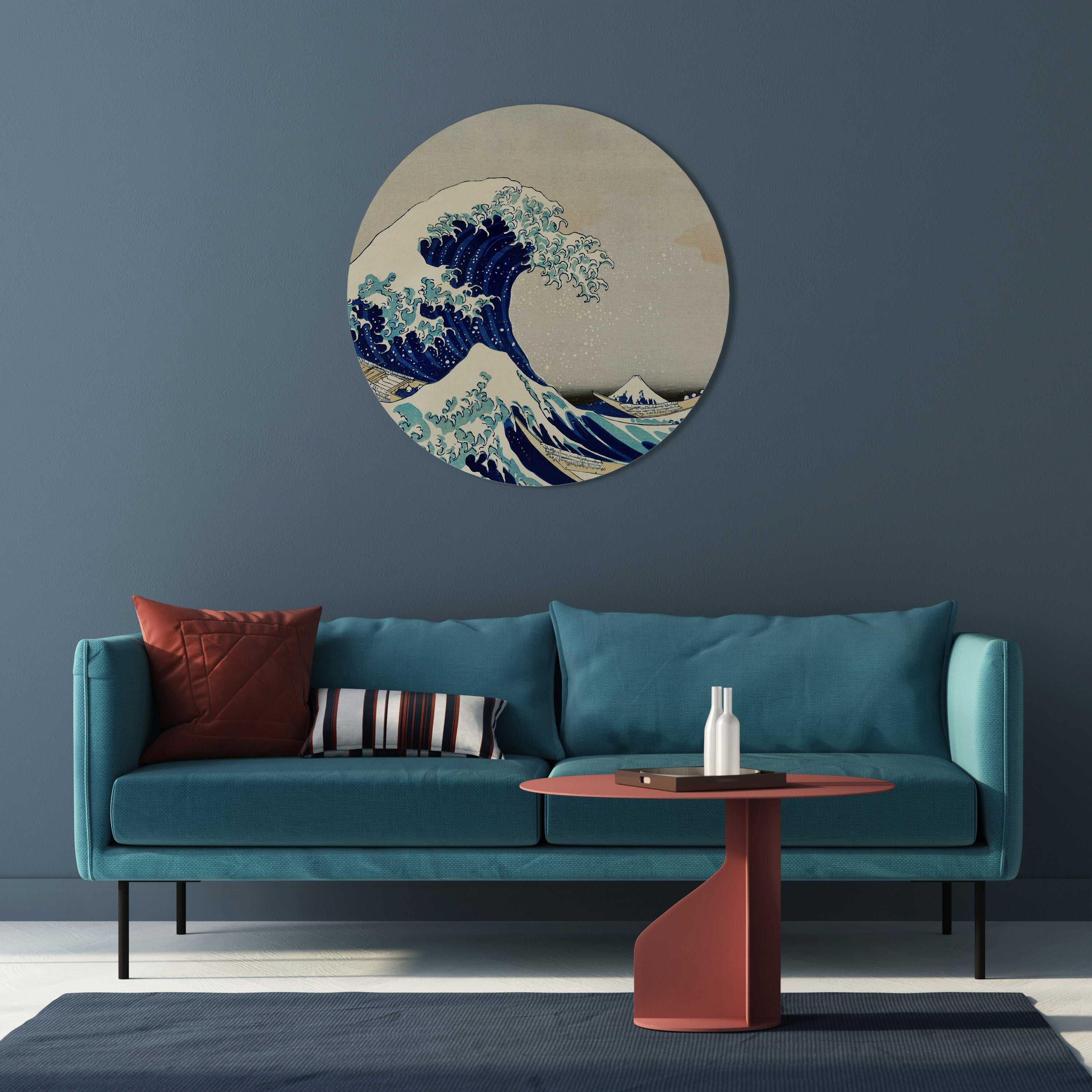 DIE GROSSE WELLE Runde Wandkunst