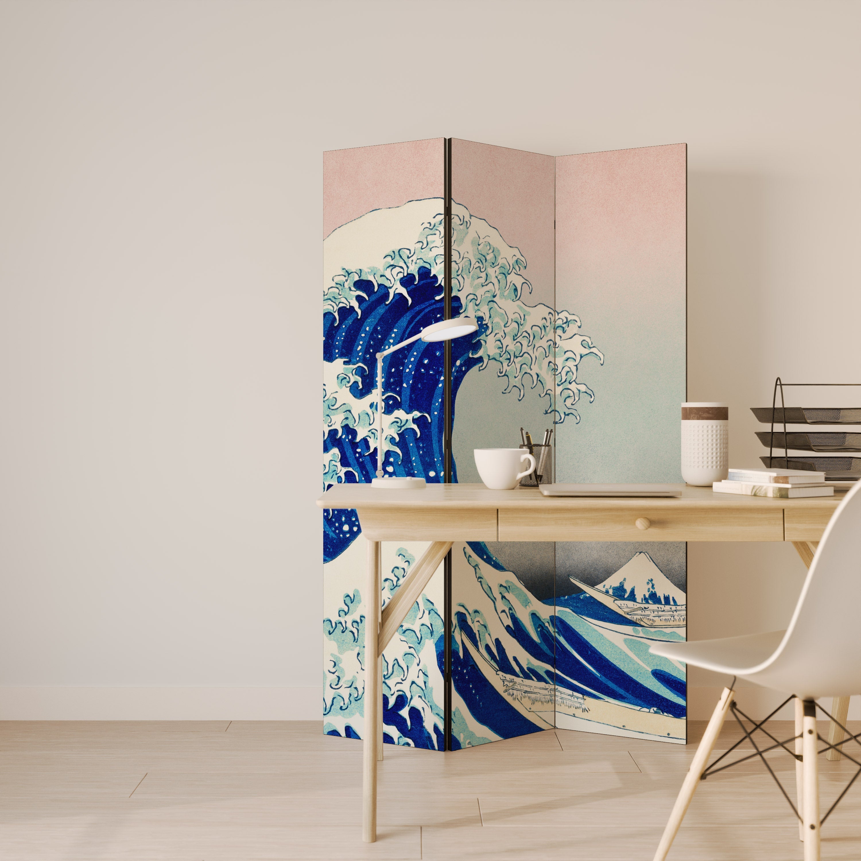 THE GREAT WAVE Dekorativer 3-teiliger Raumteiler