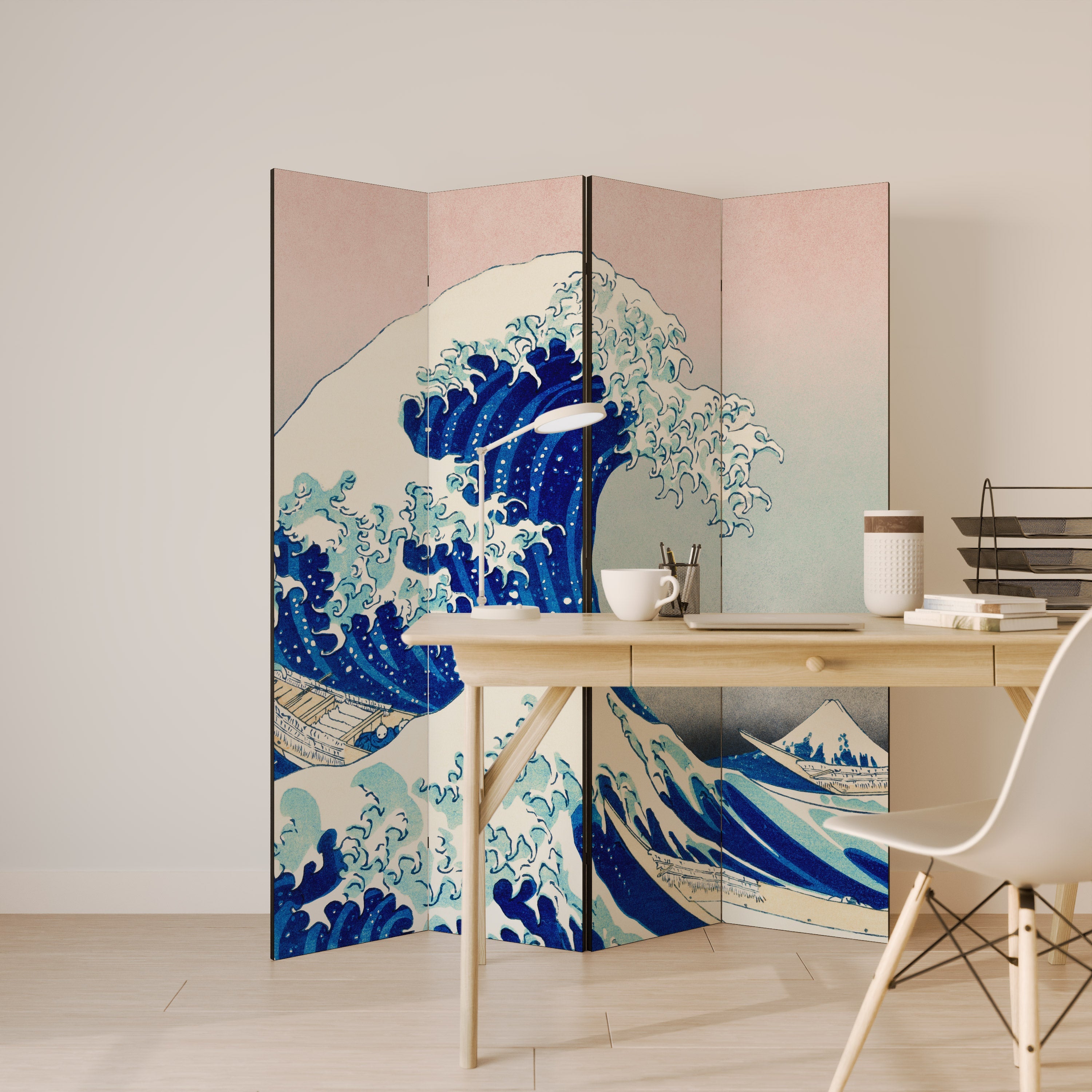 THE GREAT WAVE Dekorativer 4-teiliger Raumteiler