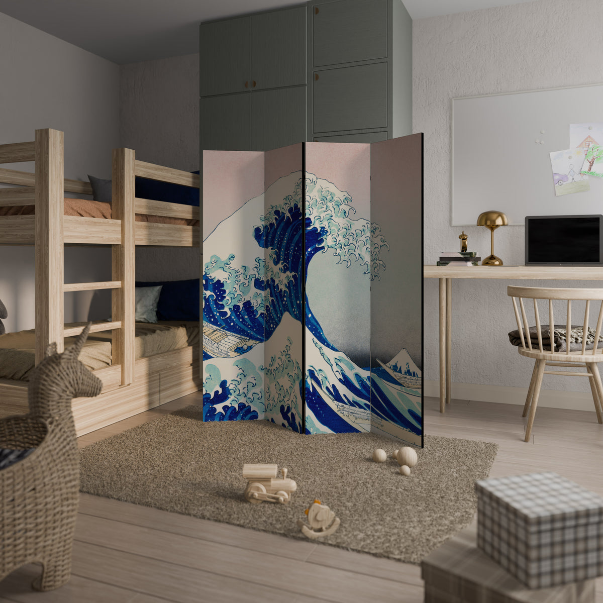 THE GREAT WAVE 4-teiliger Paravent