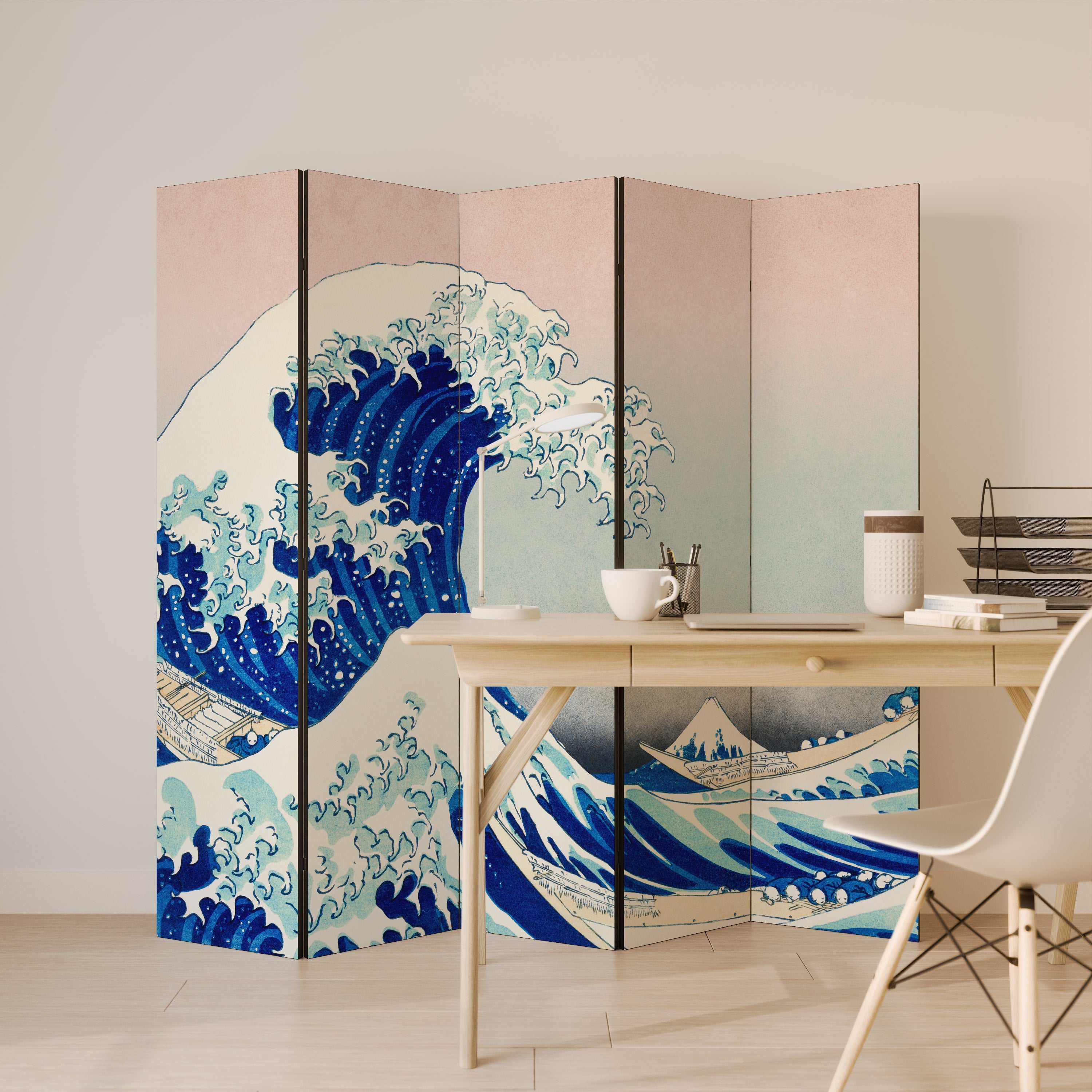 THE GREAT WAVE Dekorativer 5-teiliger Raumteiler