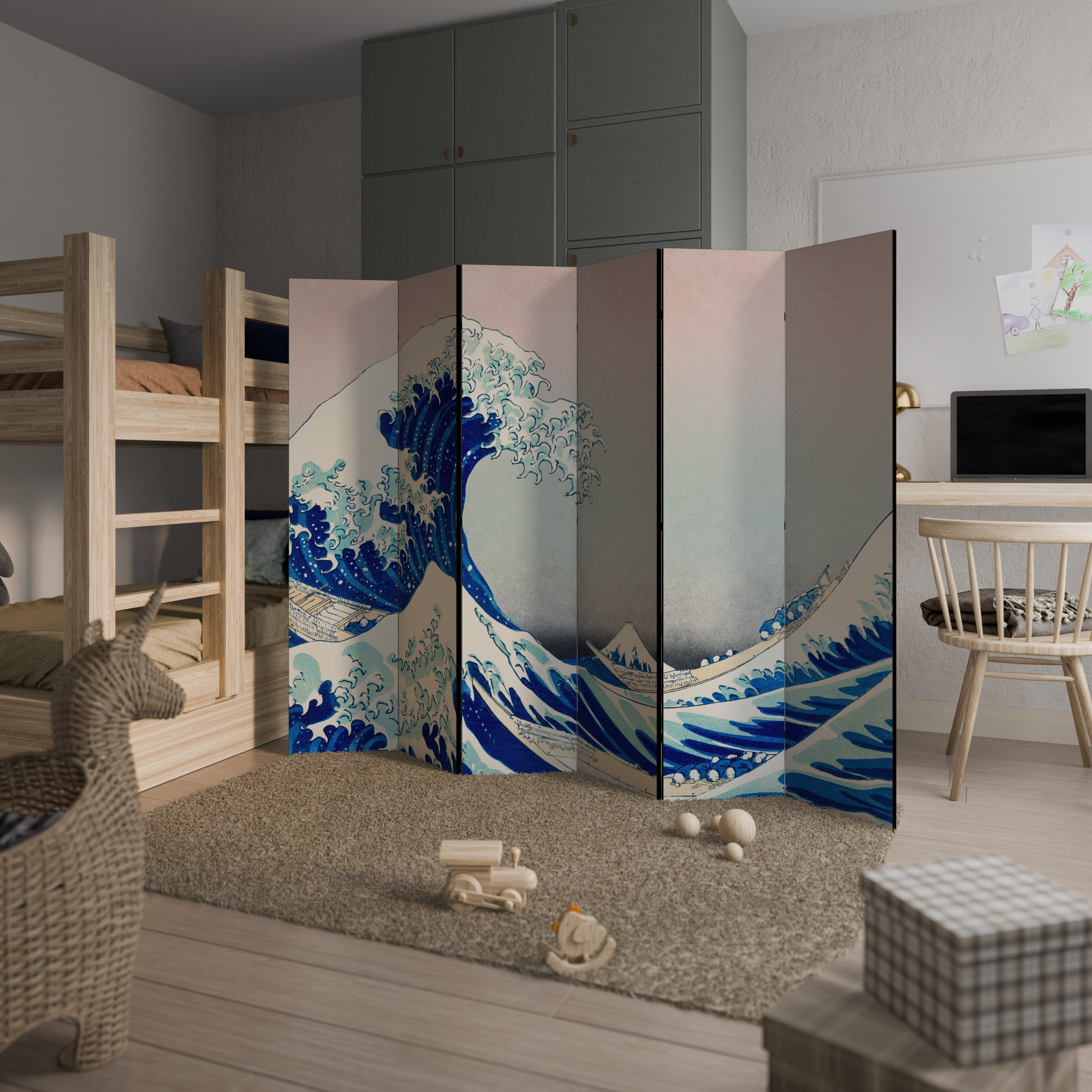 THE GREAT WAVE Dekorativer 6-teiliger Raumteiler