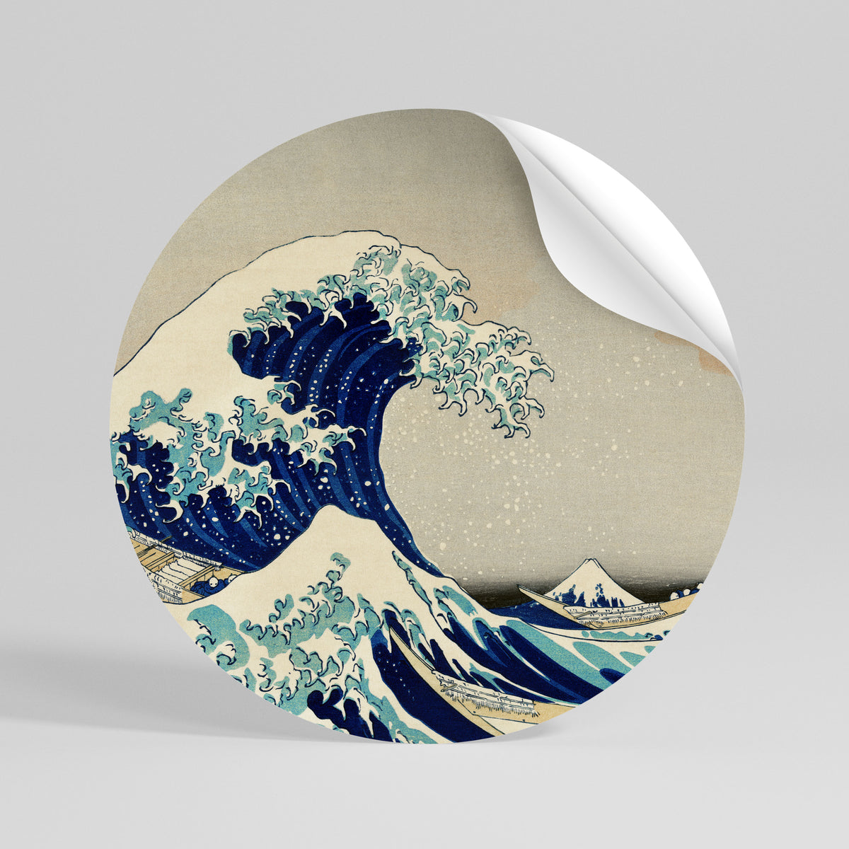 THE GREAT WAVE Runder Wandsticker zum Abziehen und Aufkleben