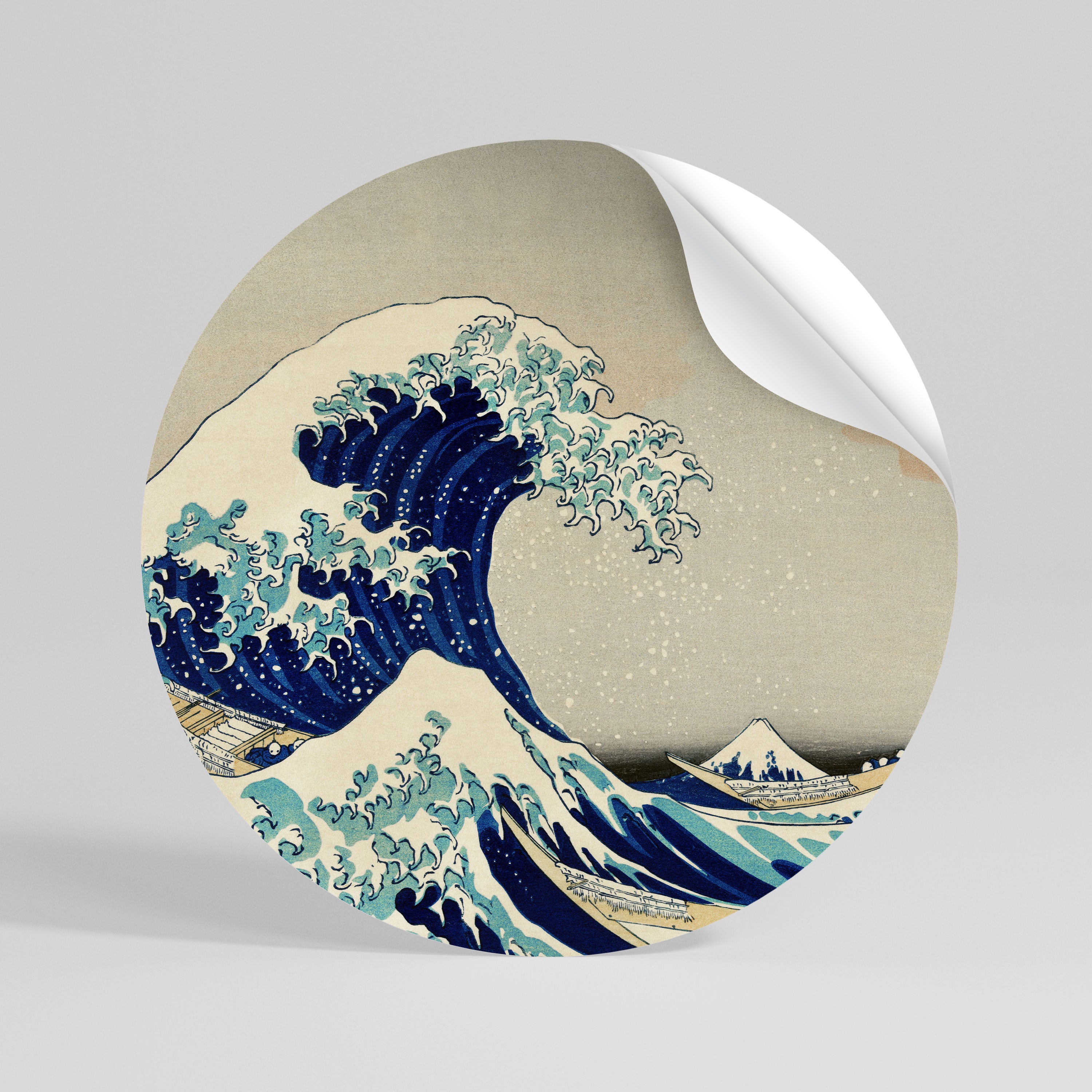 THE GREAT WAVE Peel and Stick Round Sticker