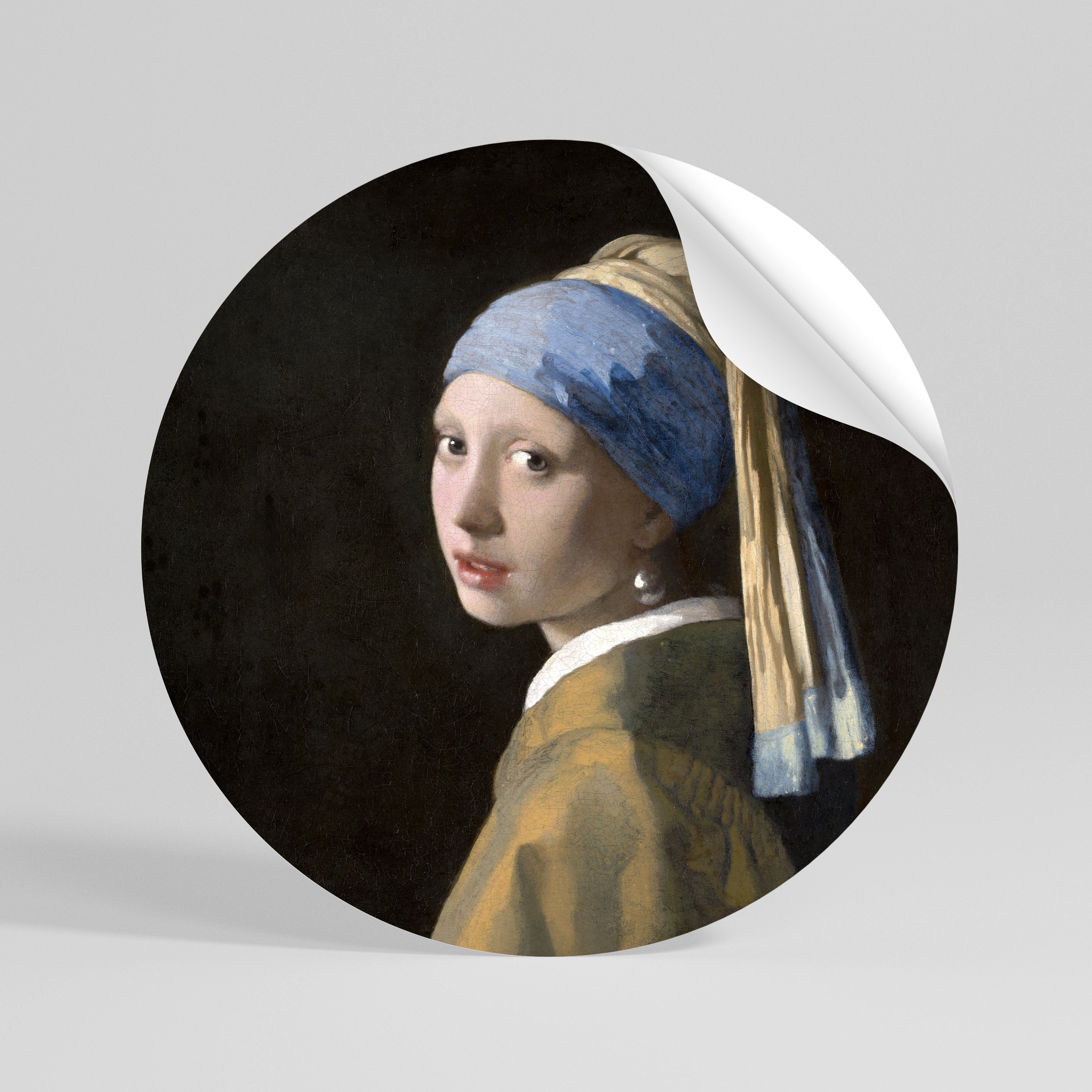 GIRL WITH A PEARL EARING Peel and Stick Round Sticker
