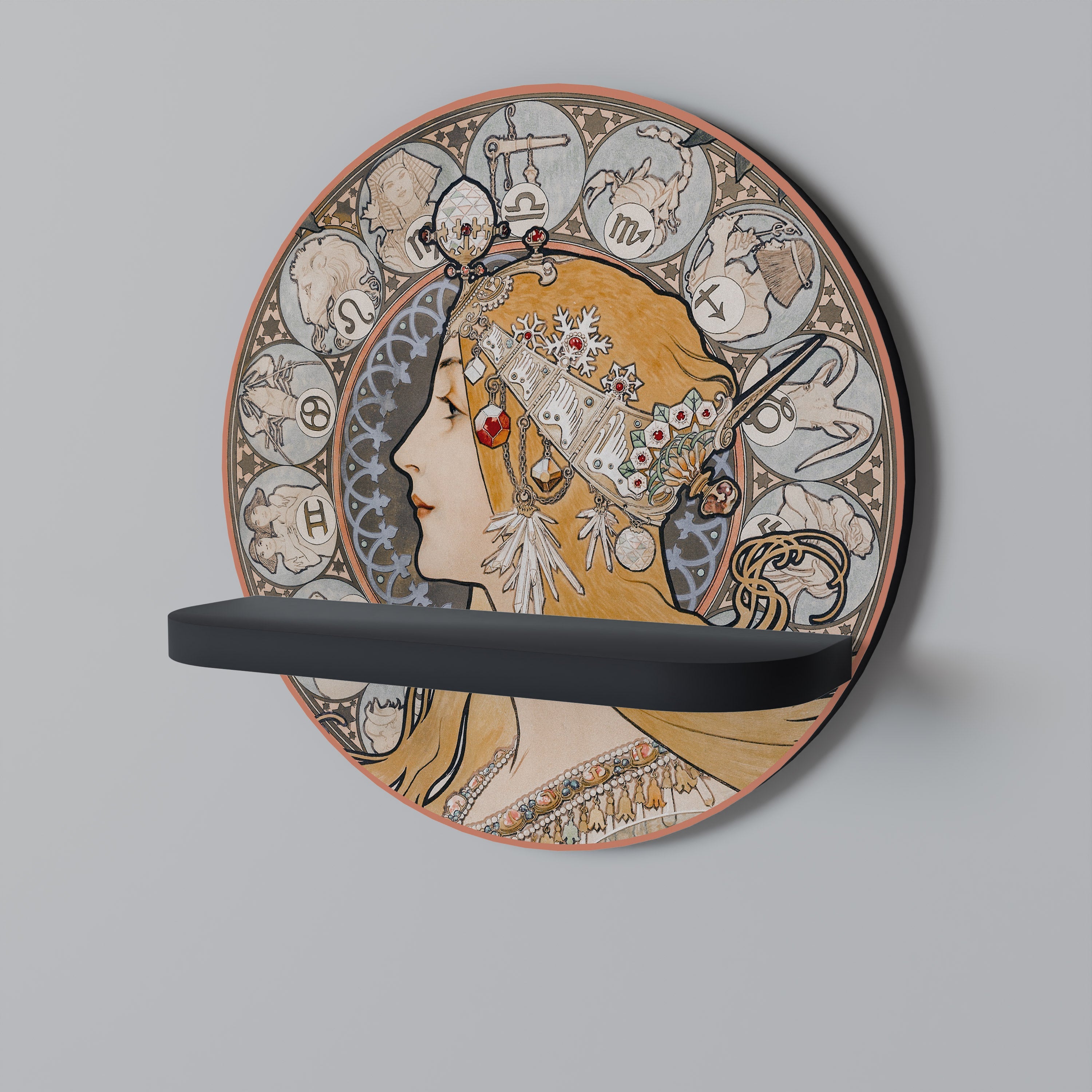 ZODIAQUE OR LA PLUME Rundes Kunstregal in Schwarz