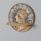 ZODIAQUE OR LA PLUME Round Art Shelf In Oak Effect