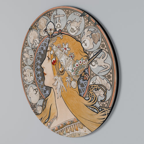ZODIAQUE OR LA PLUME Rundes Wandbild