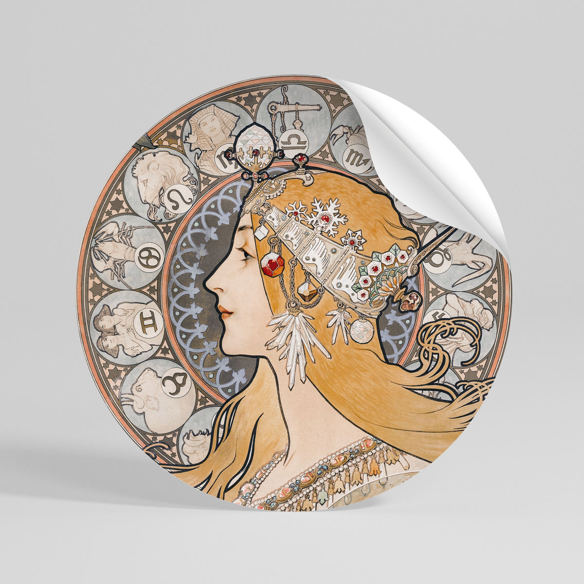 ZODIAQUE OR LA PLUME Runder Wandsticker zum Abziehen und Aufkleben