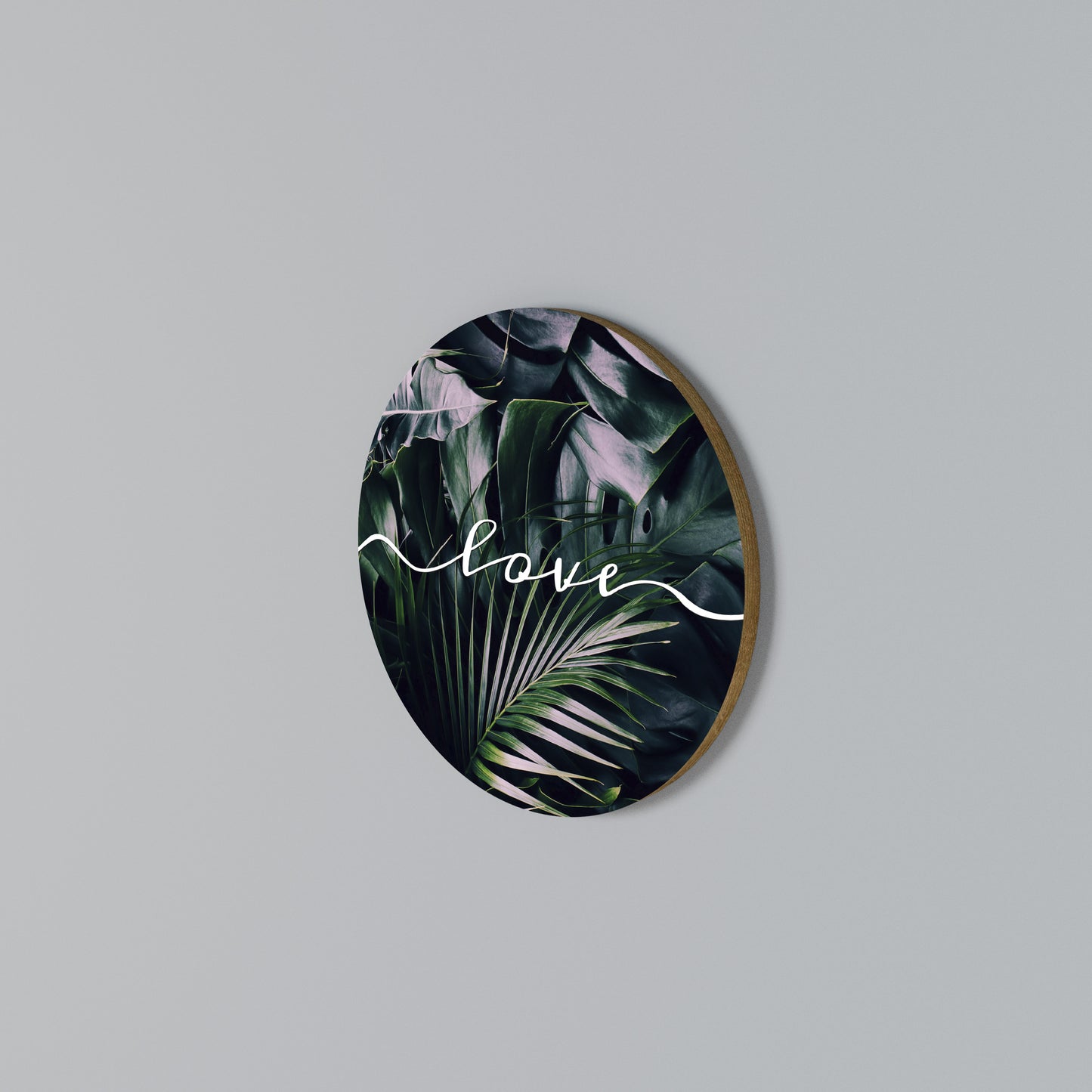 LOVE IN LEAVES Round Wall Art
