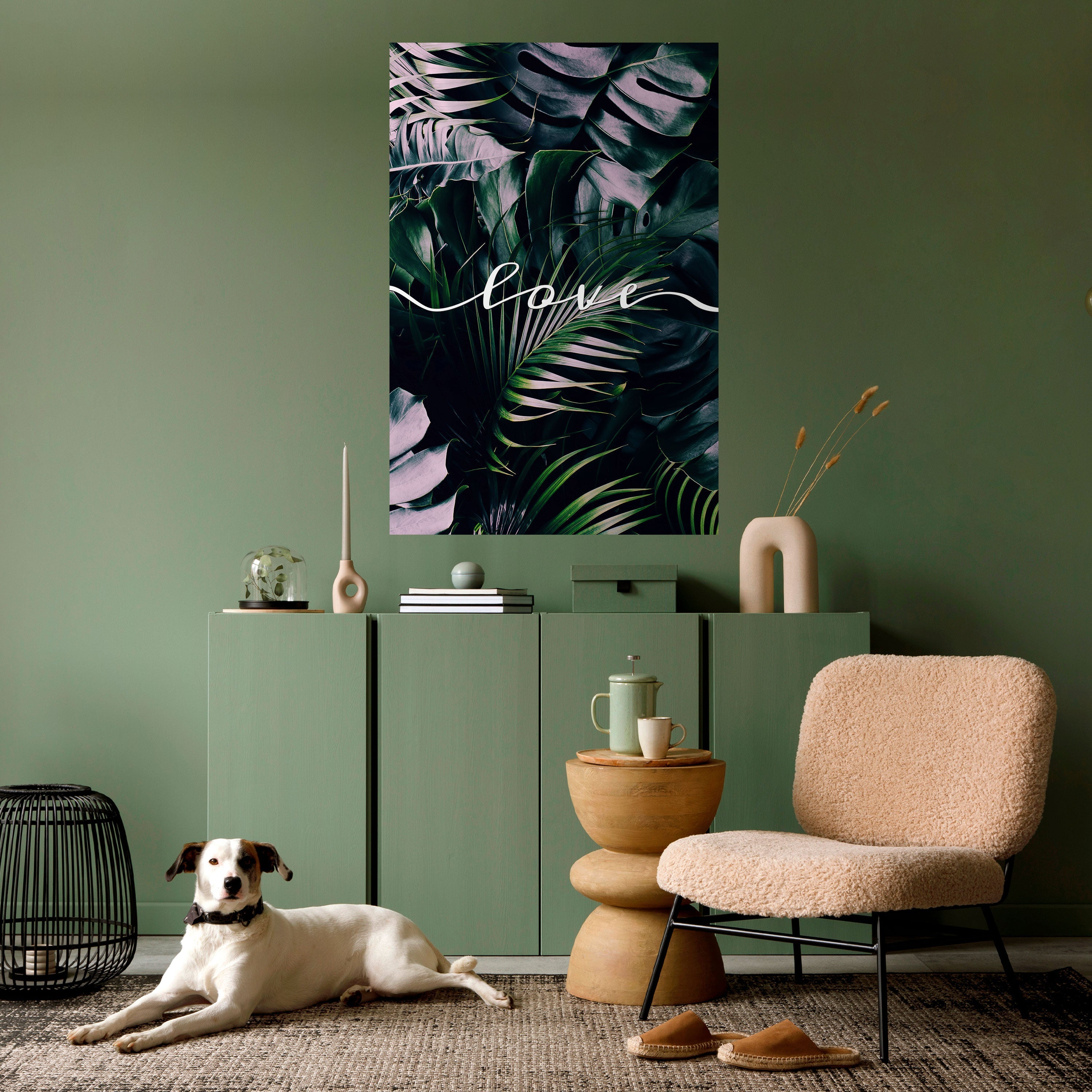 LOVE IN LEAVES Vertikales Poster zum Abziehen und Aufkleben