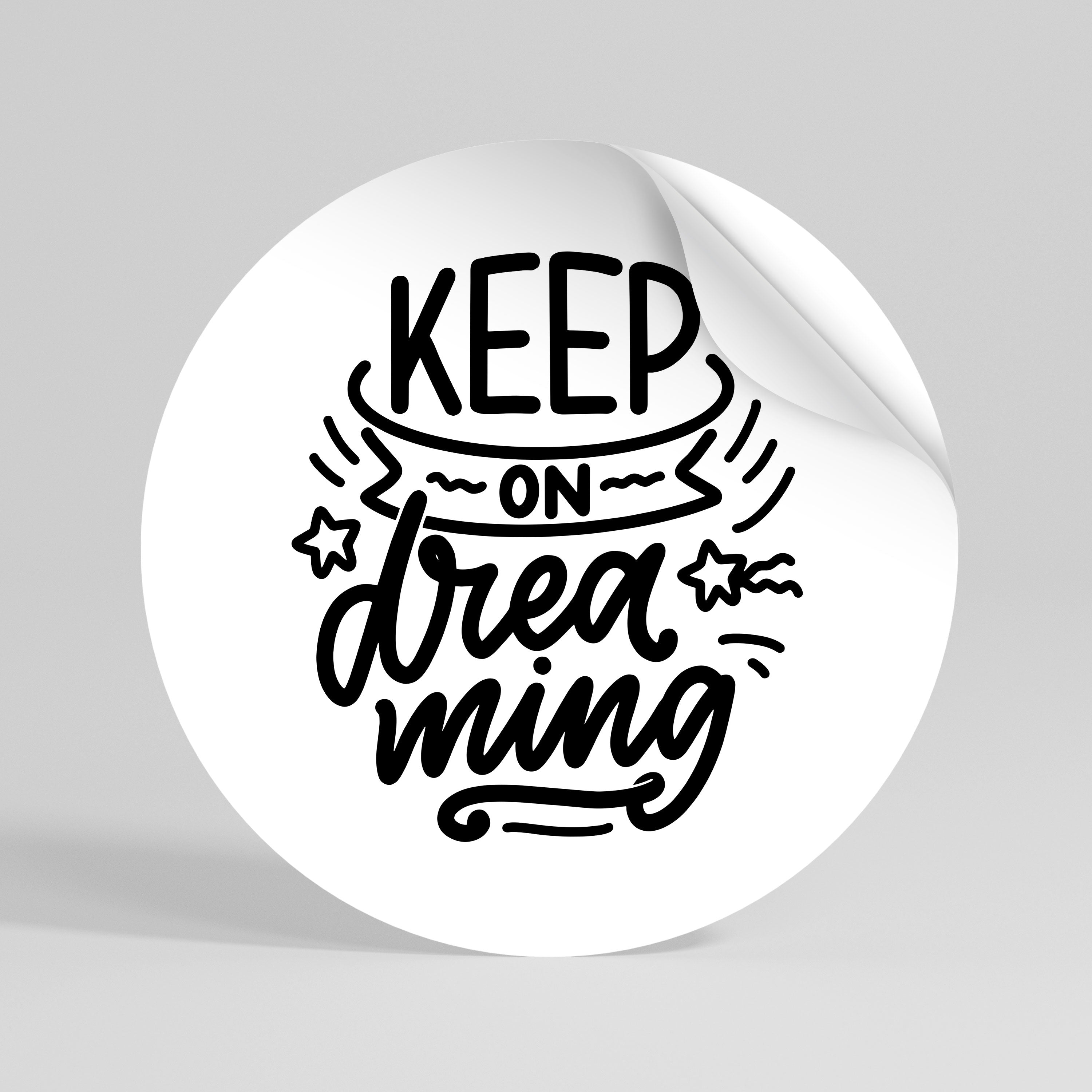 KEEP ON DREAMING Runder Wandsticker zum Abziehen und Aufkleben