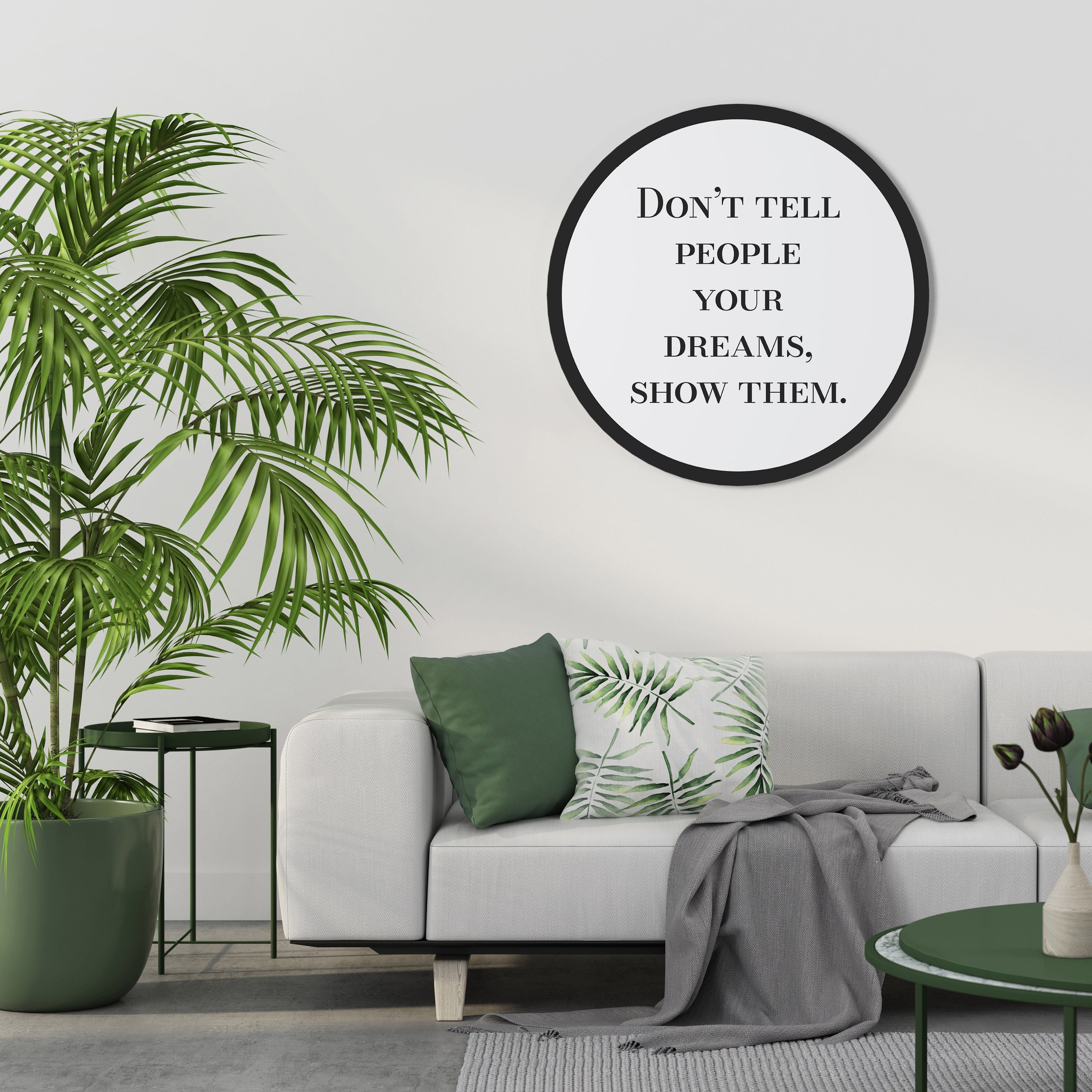 DREAMS IN ACTION Runde Wandkunst