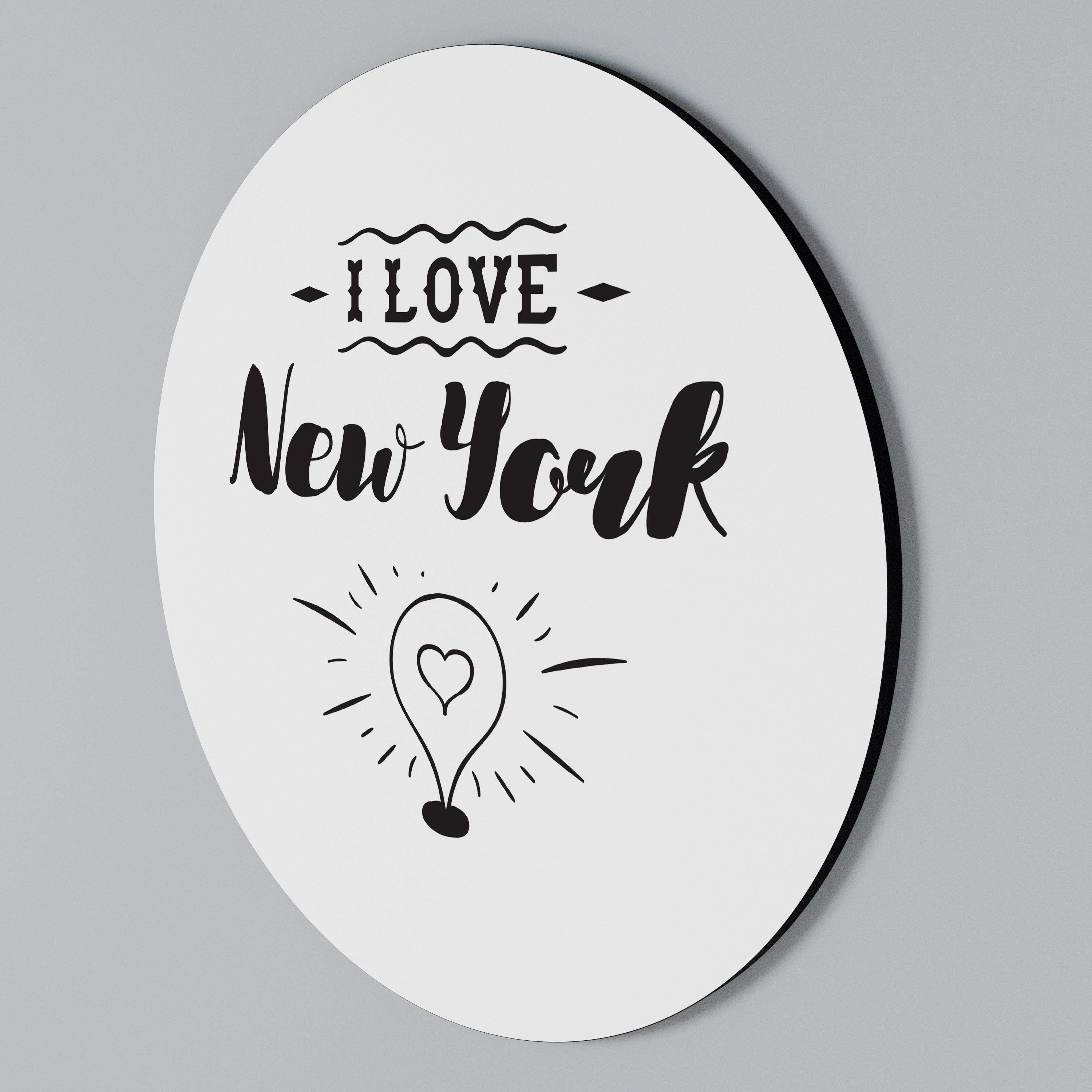 I LOVE NEW YORK Rundes Wandbild