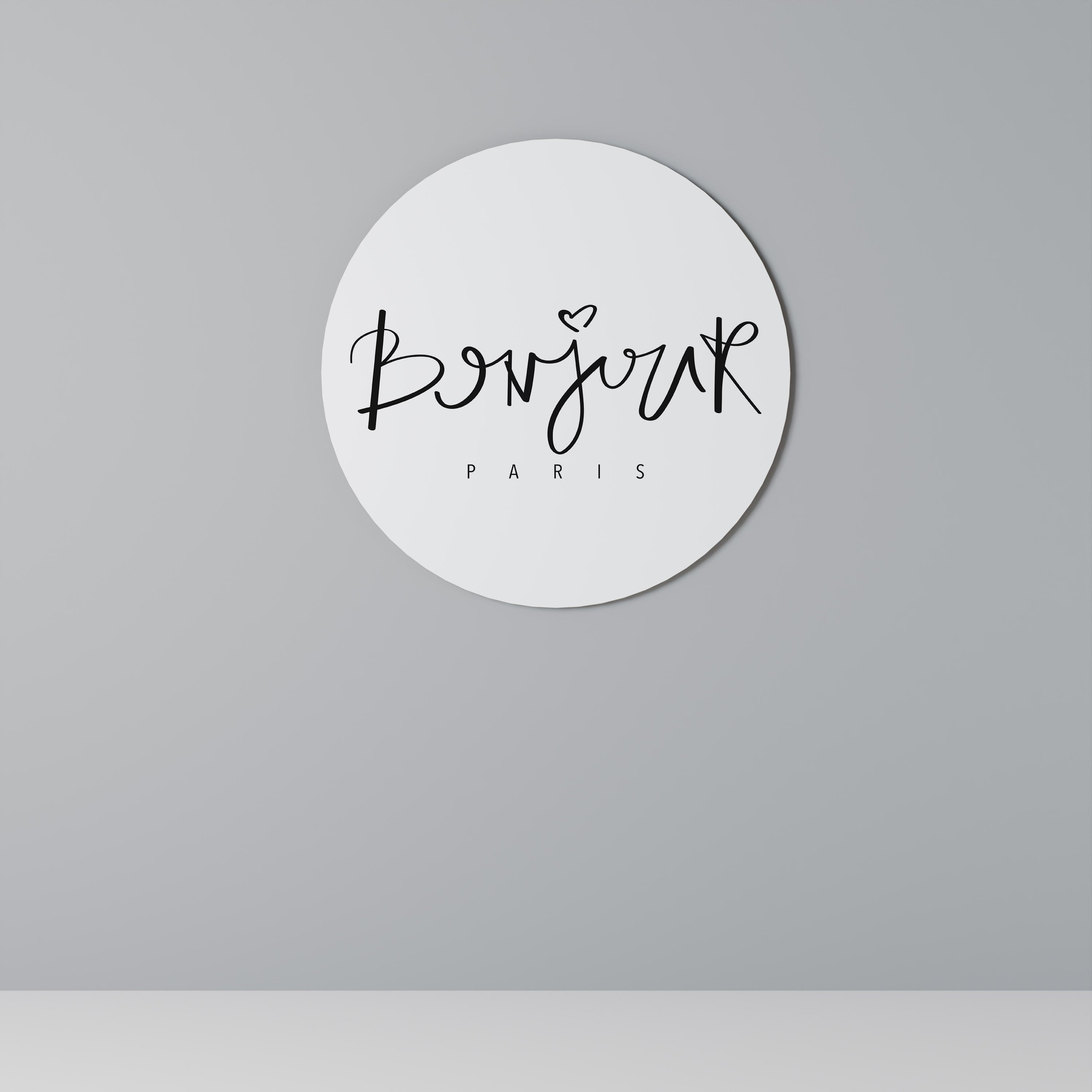 Runde Wandkunst „BONJOUR LOVE“