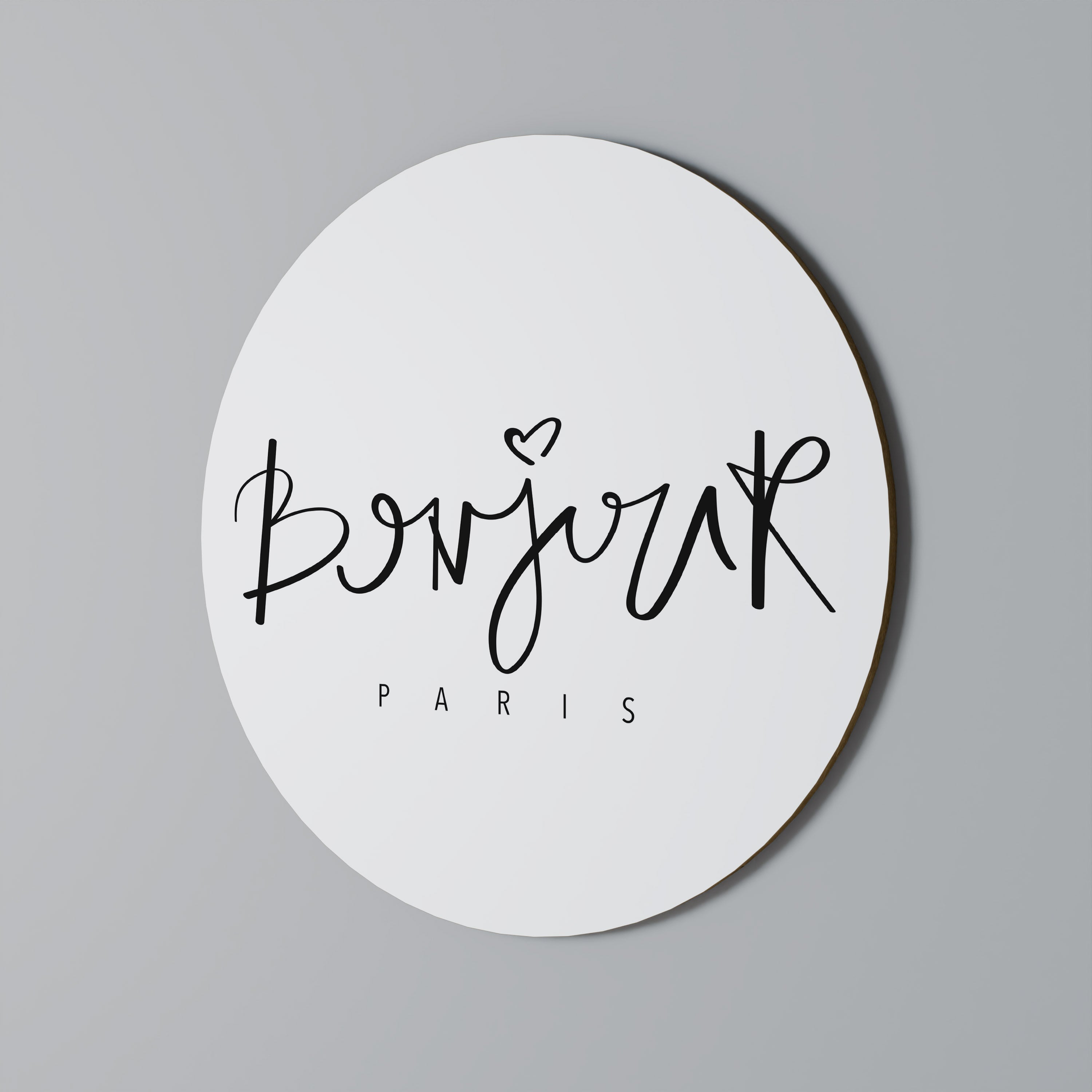 Runde Wandkunst „BONJOUR LOVE“