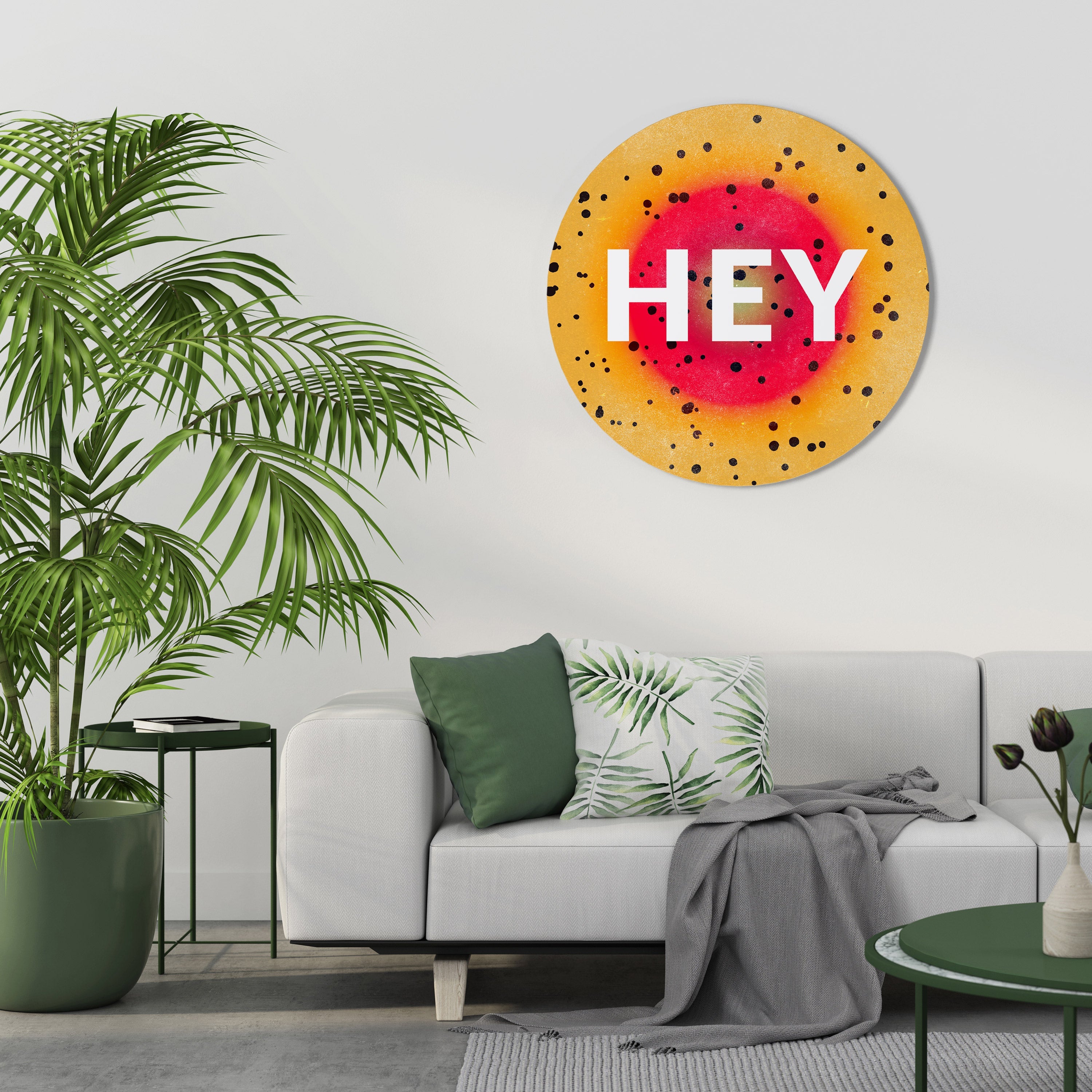 HEY THERE Runde Wandkunst