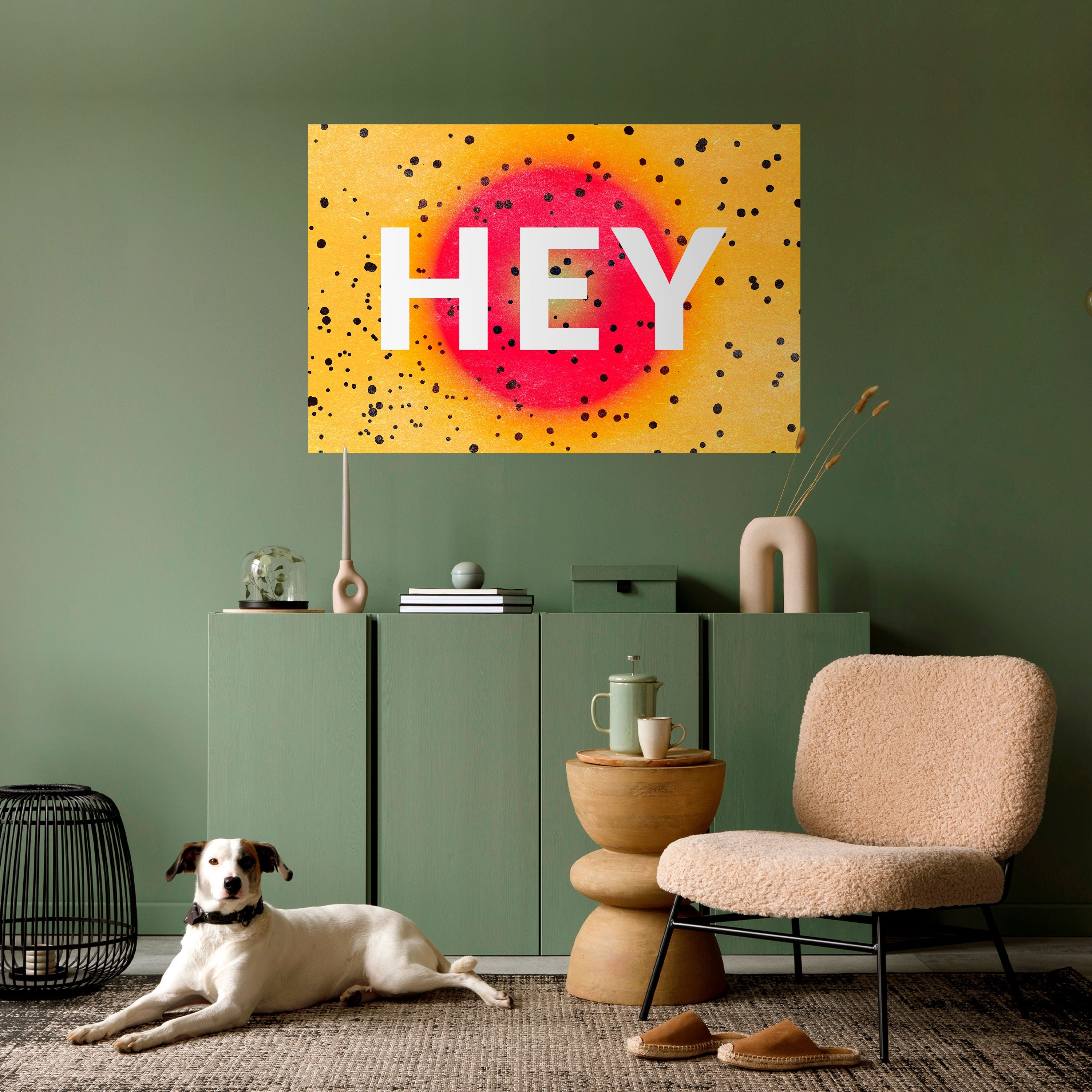 HEY THERE Horizontales Poster zum Abziehen und Aufkleben