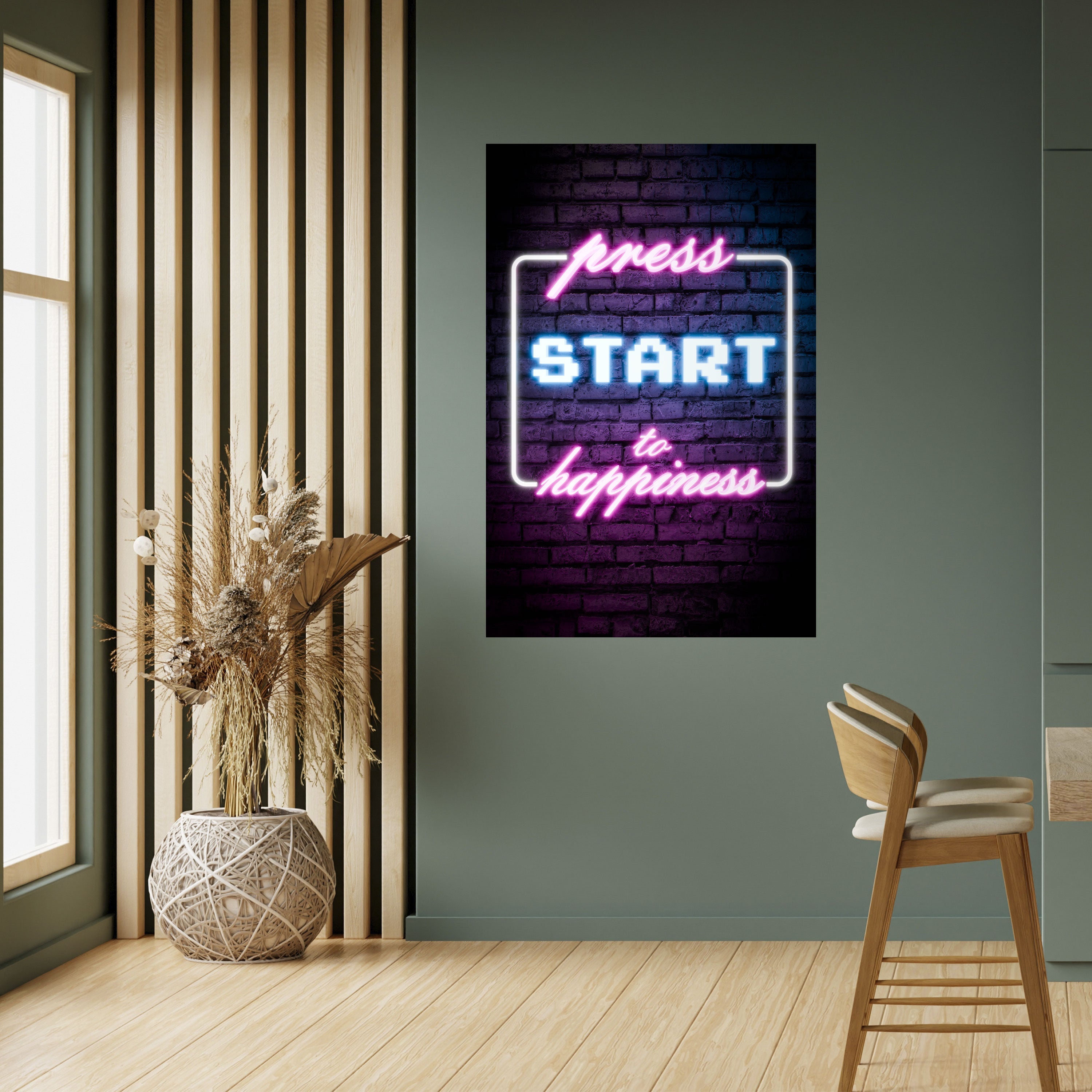 DRÜCKEN SIE PLAY FÜR JOY Vertikales Poster zum Abziehen und Aufkleben