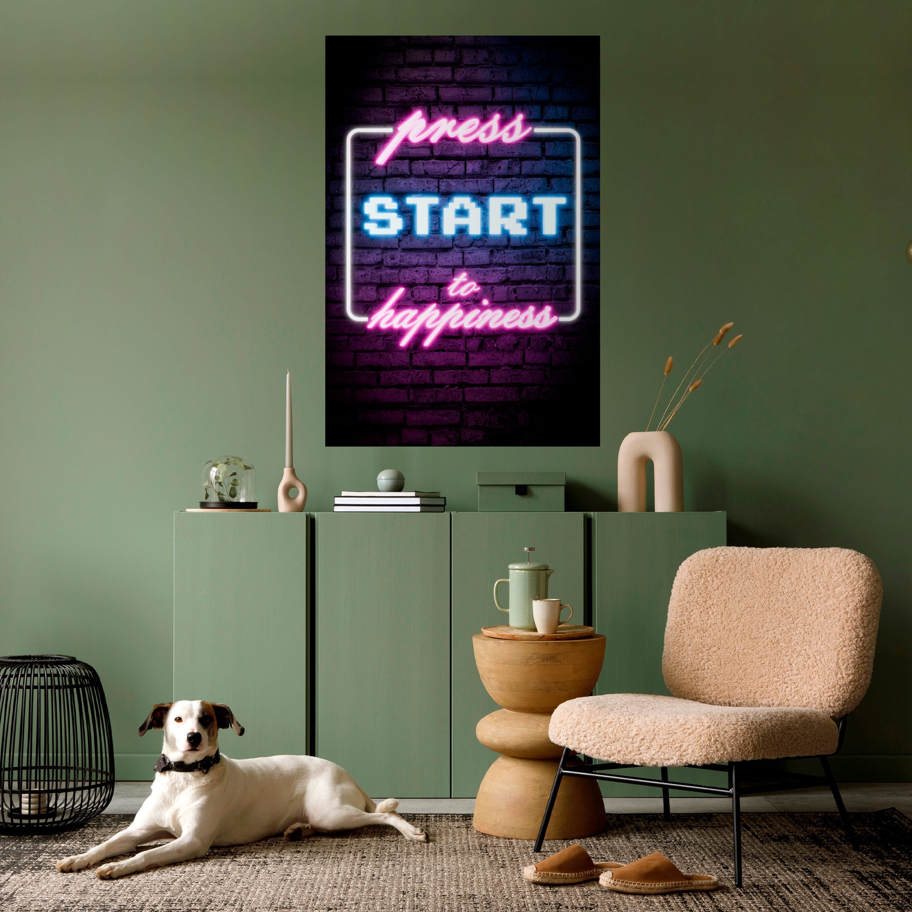 DRÜCKEN SIE PLAY FÜR JOY Vertikales Poster zum Abziehen und Aufkleben