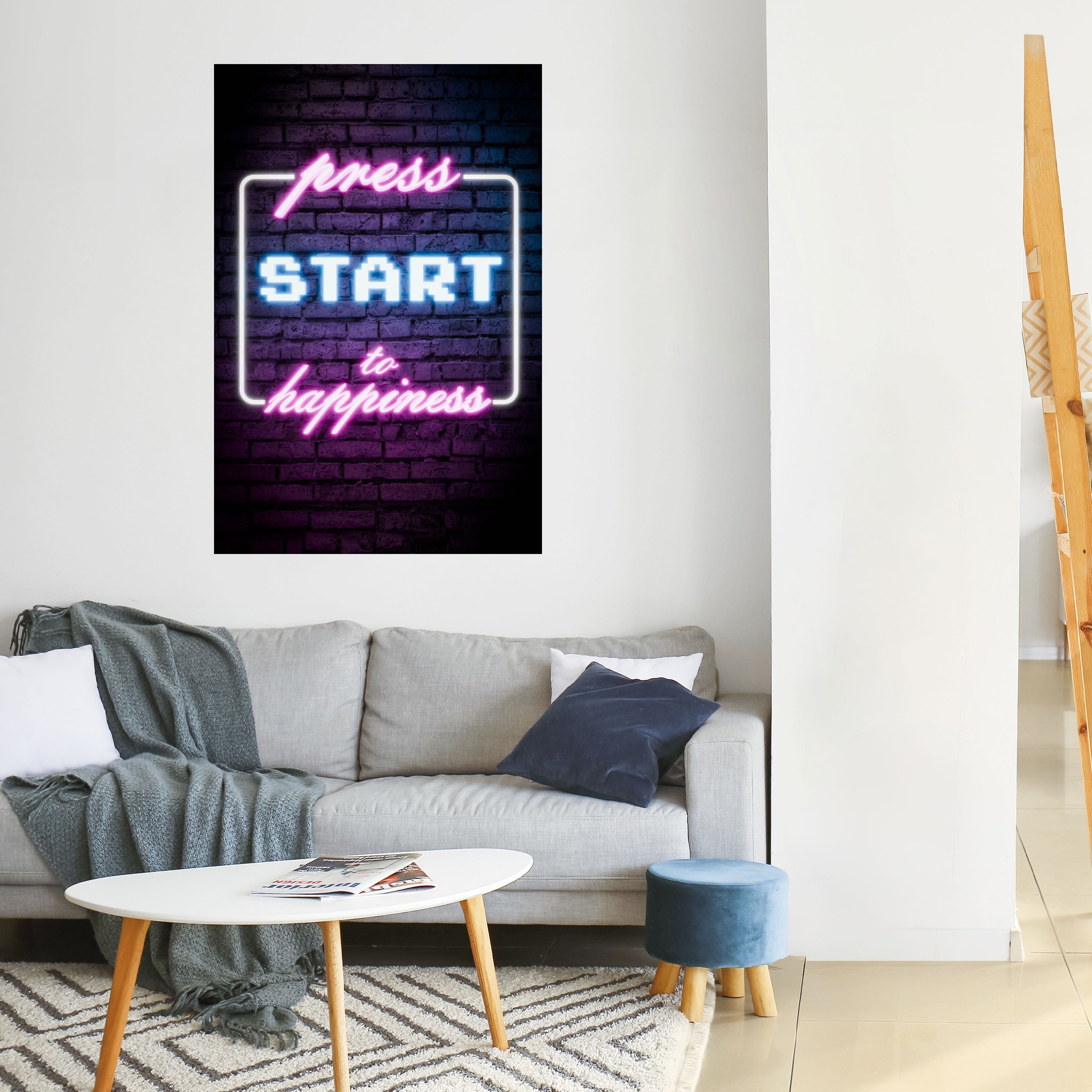 DRÜCKEN SIE PLAY FÜR JOY Vertikales Poster zum Abziehen und Aufkleben