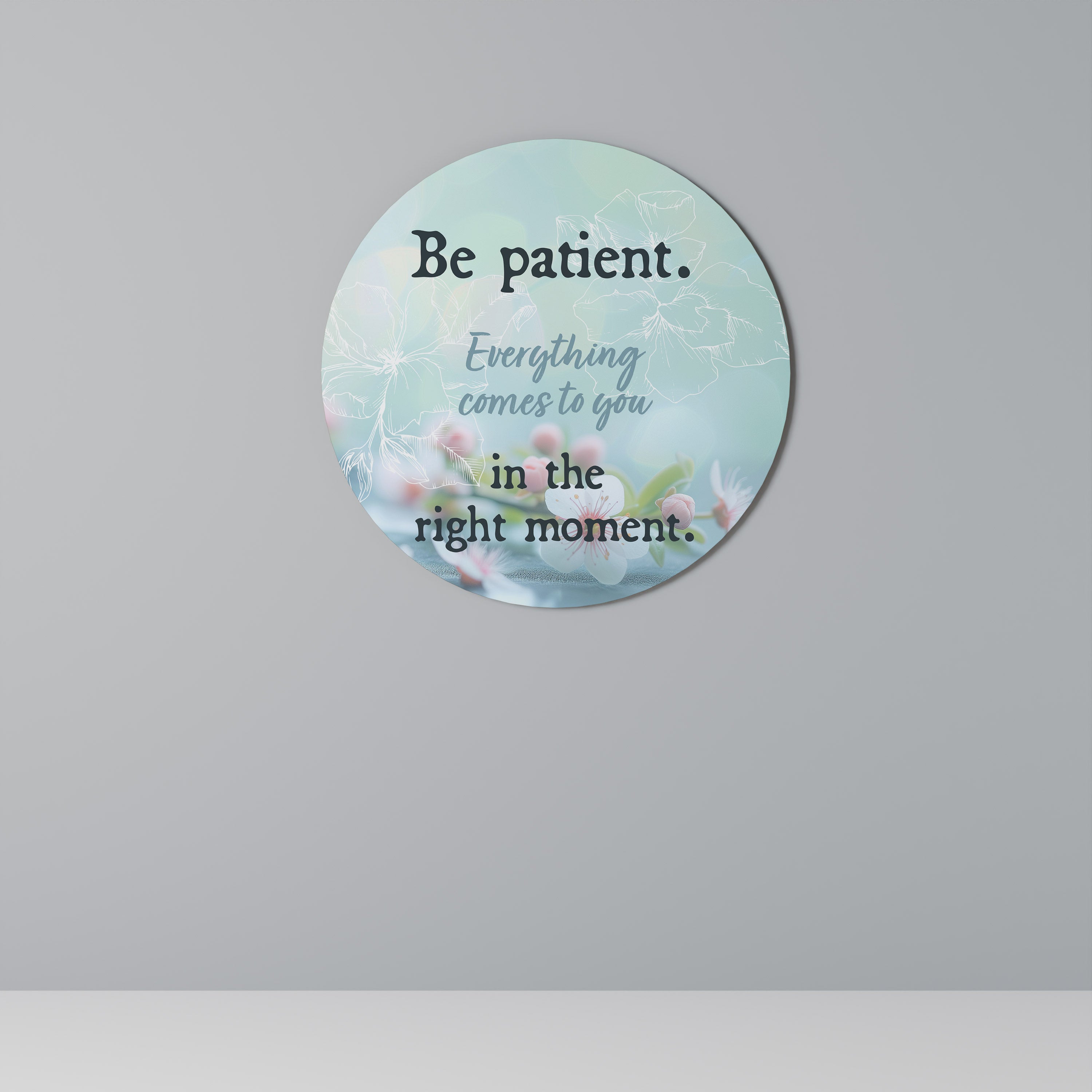 Runde Wandkunst „PATIENCE IN BLOOM“