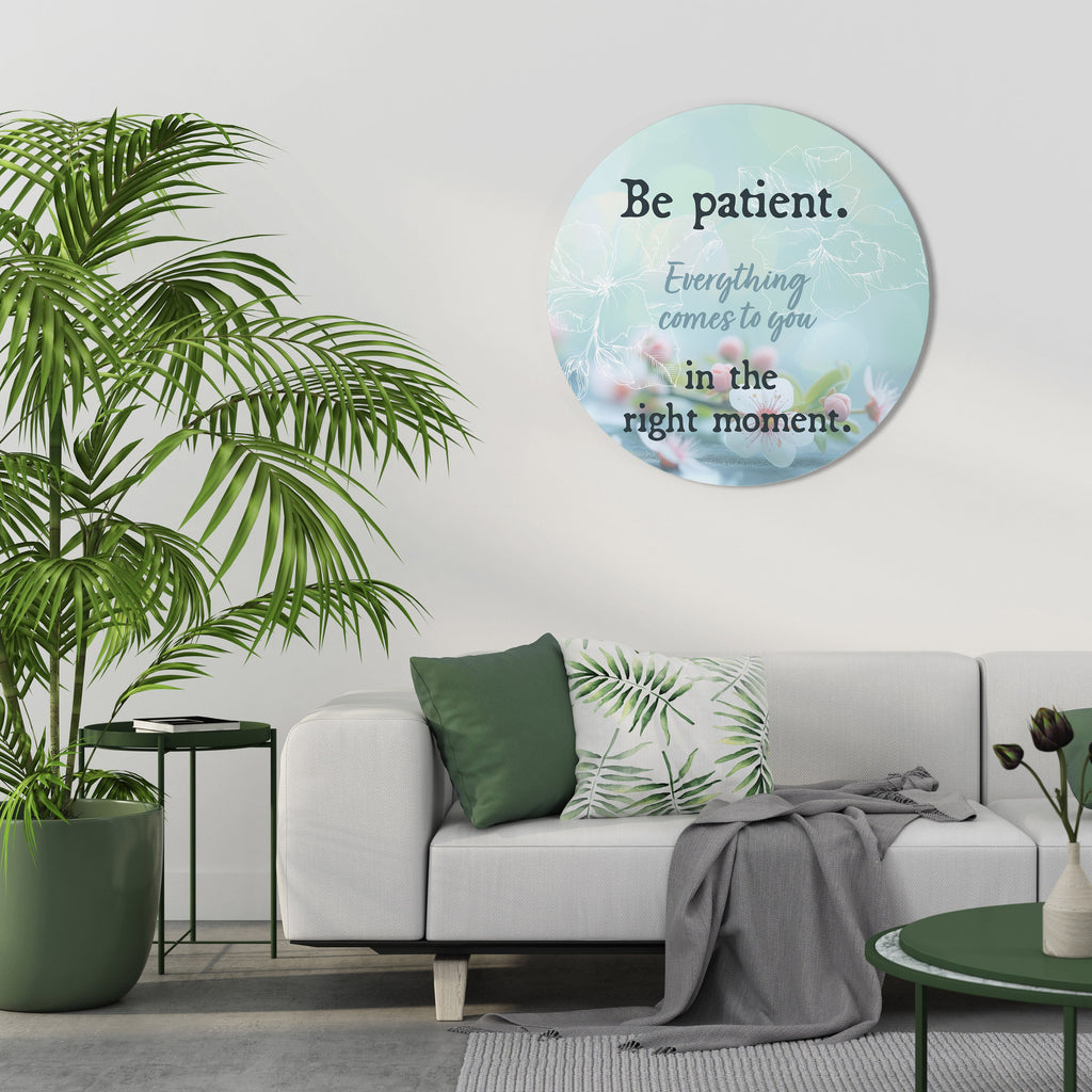 Runde Wandkunst „PATIENCE IN BLOOM“