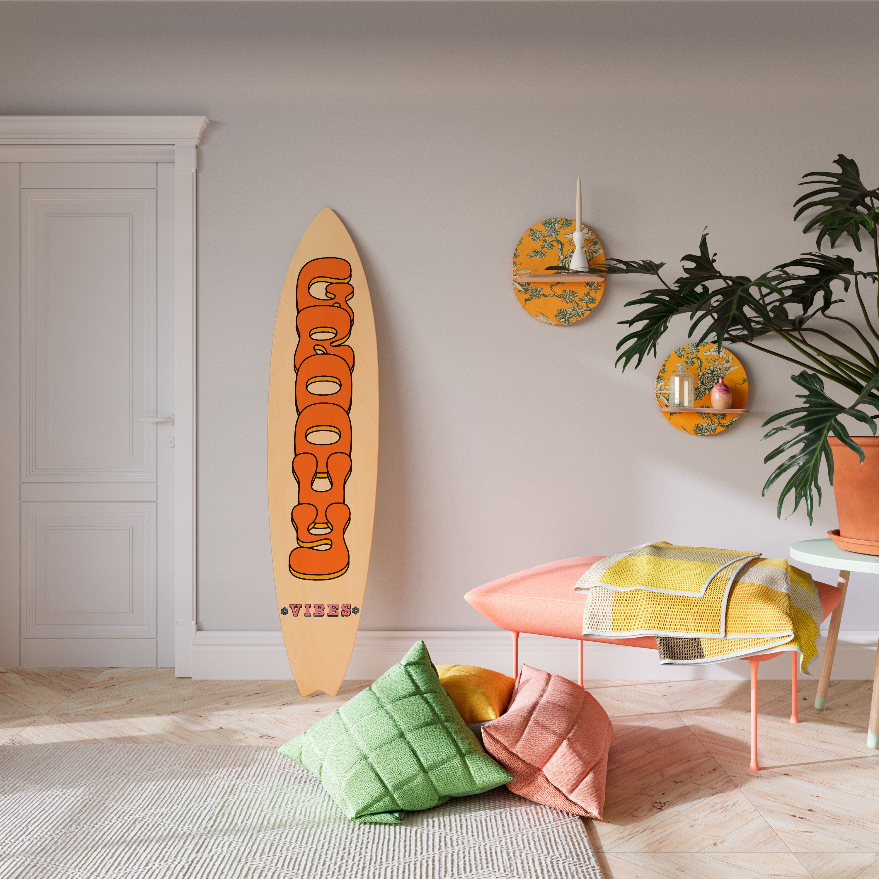 GROOVY VIBES Deko-Surfboard