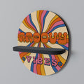 RADIANT GROOVY VIBES Oval Art Shelf In Black Finish