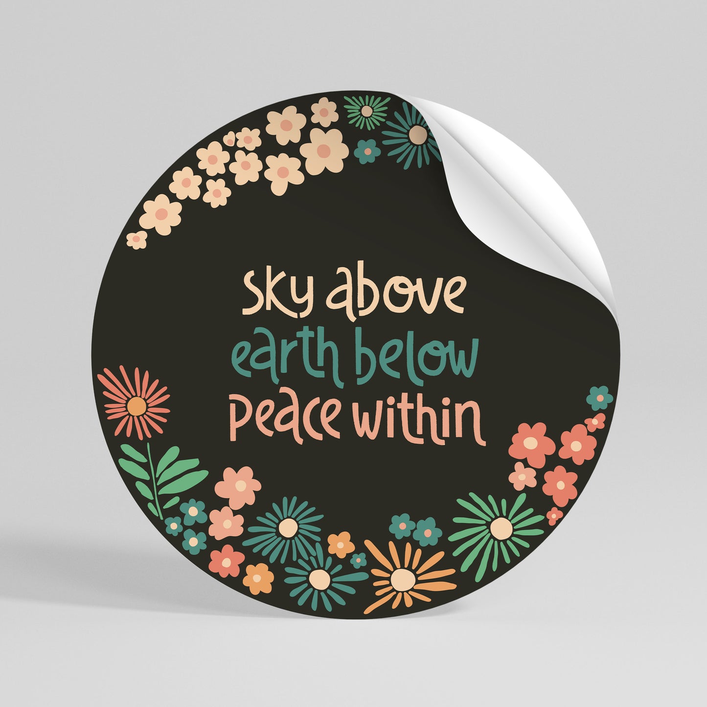 PEACE WITHIN Runder Wandsticker zum Abziehen und Aufkleben