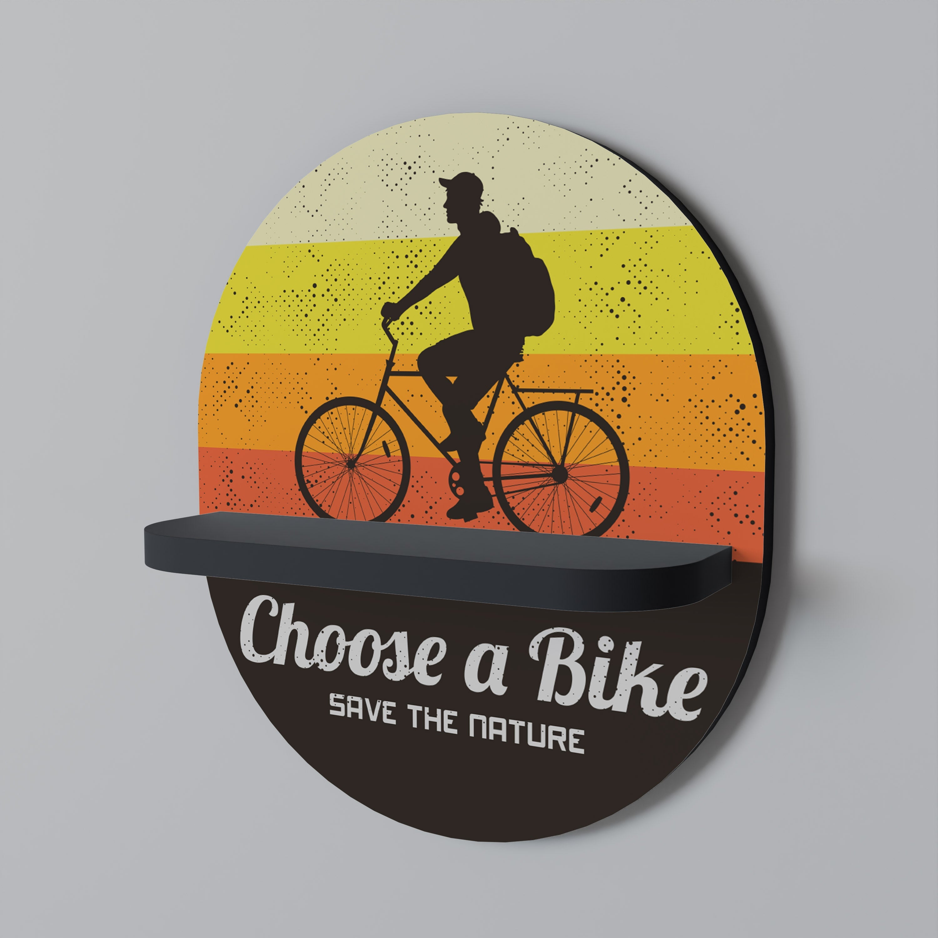 CHOOSE A BIKE Ovales Kunstregal in Schwarz