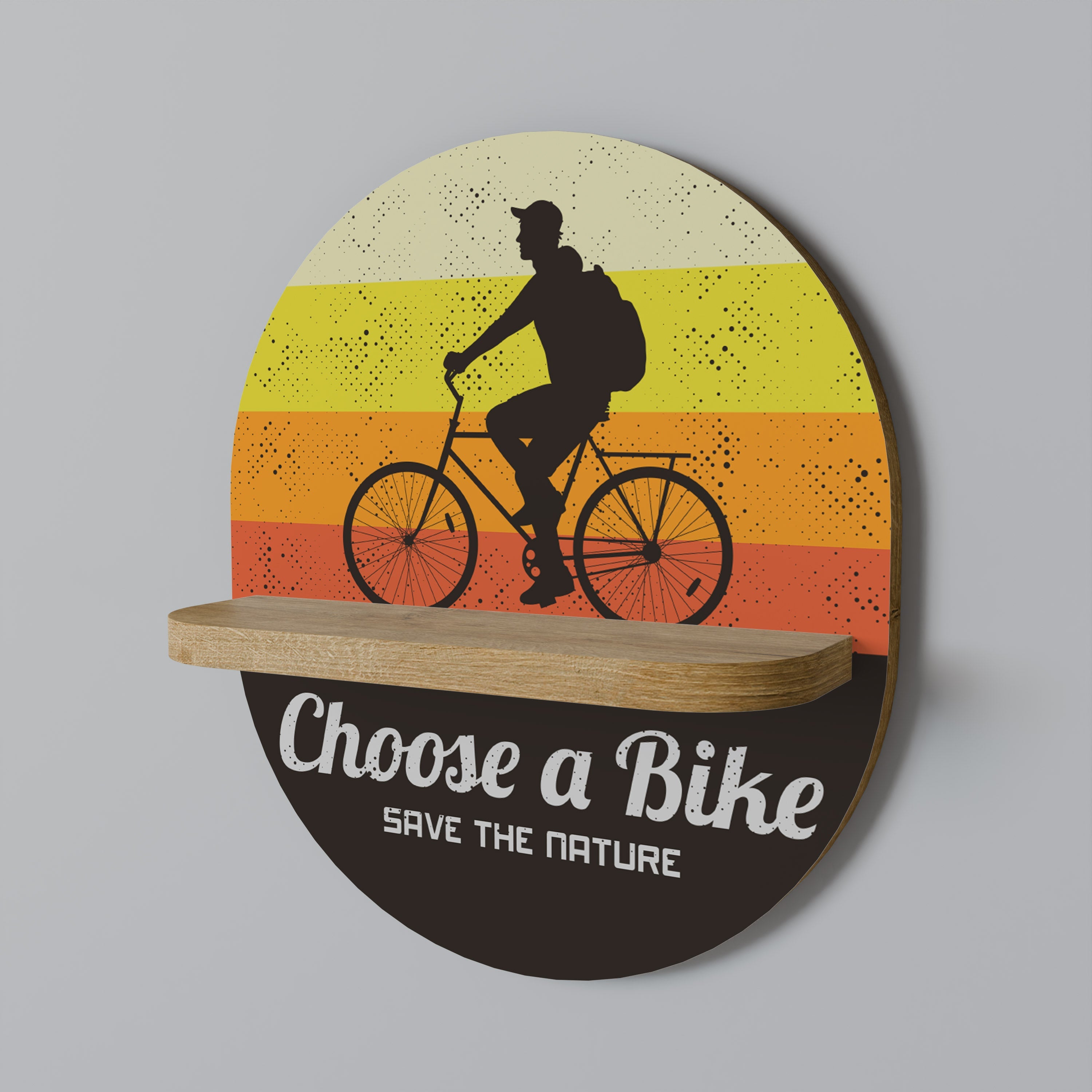 CHOOSE A BIKE Ovales Kunstregal in Eichenoptik