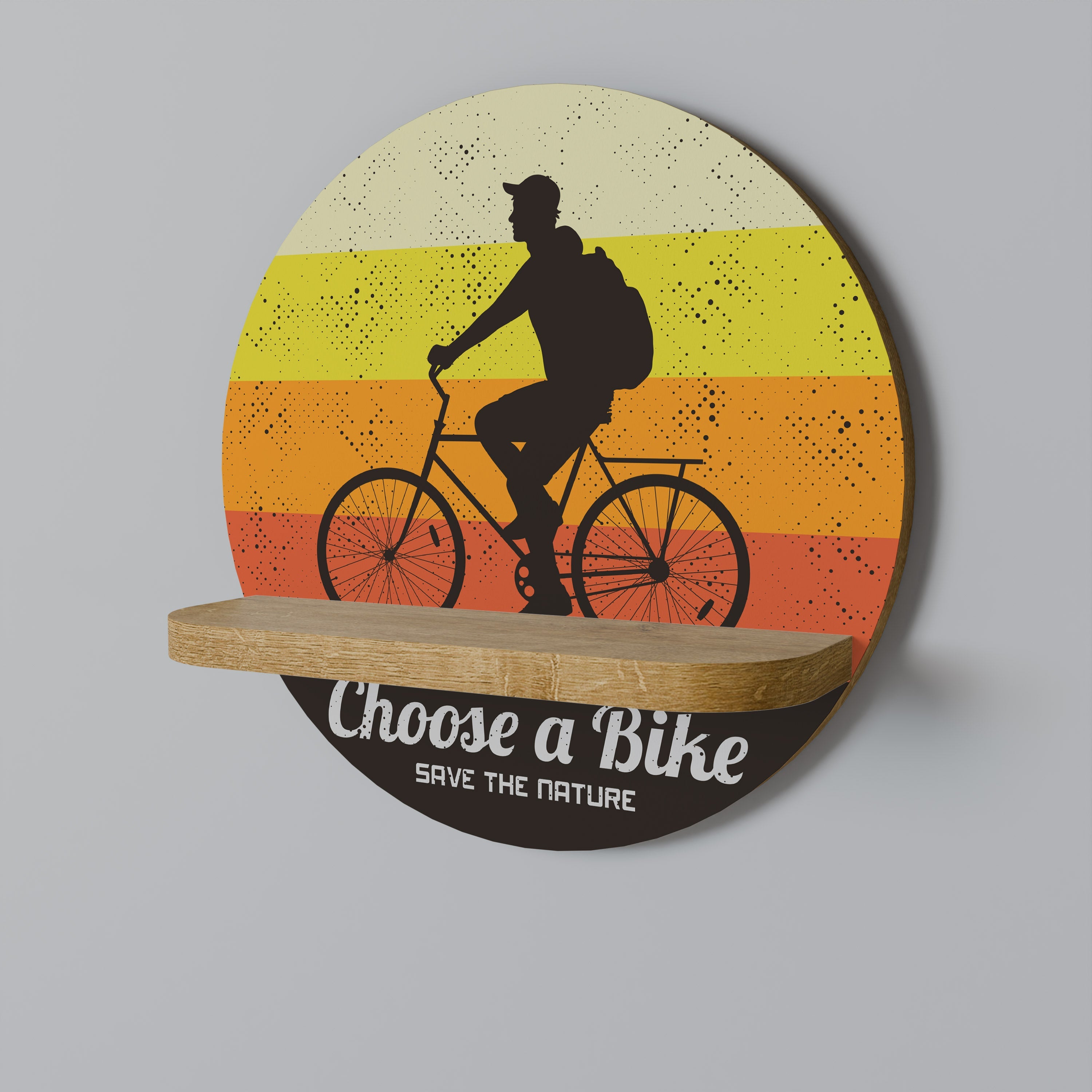 CHOOSE A BIKE Rundes Kunstregal in Eichenoptik