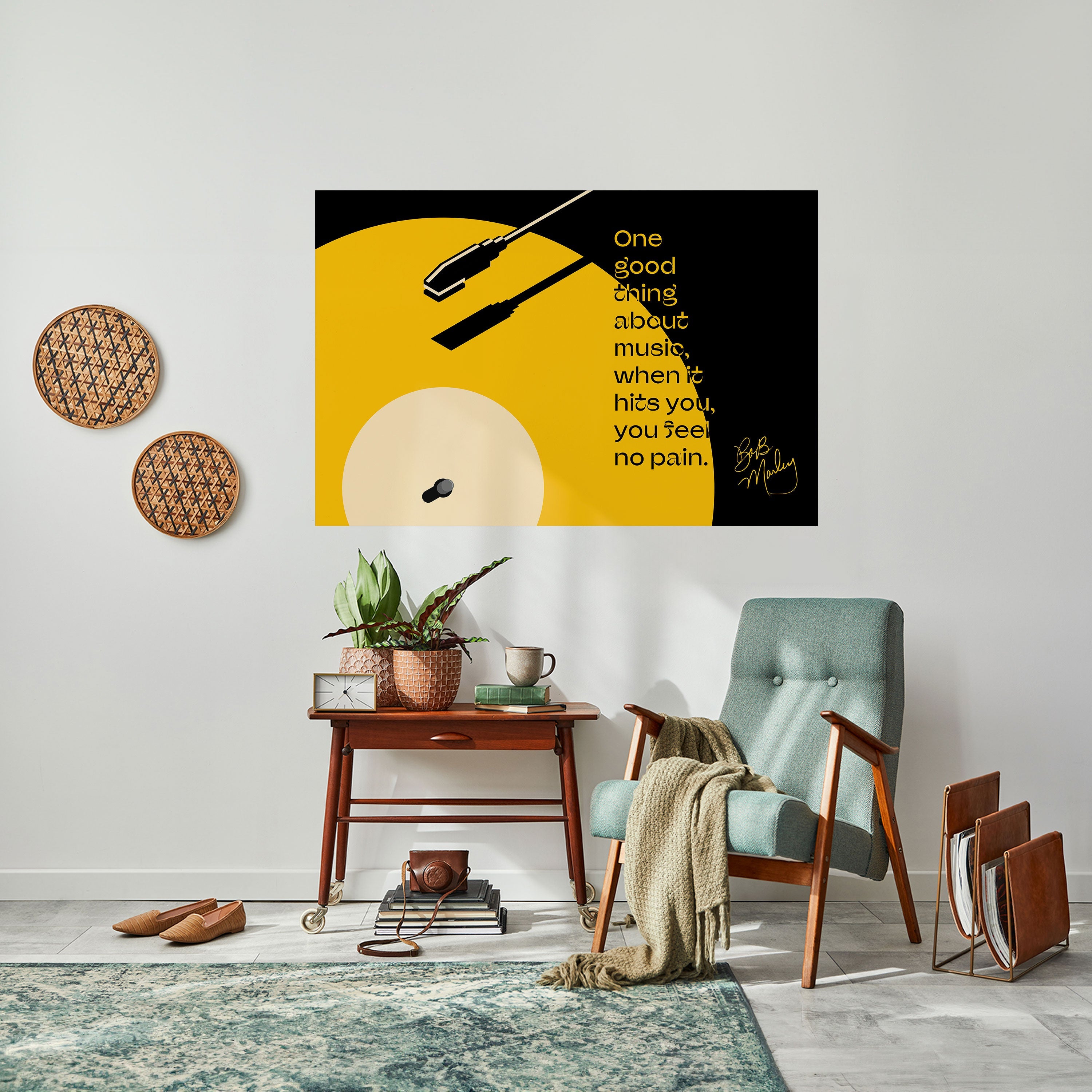 MUSIC – NO PAIN Horizontales Poster zum Abziehen und Aufkleben
