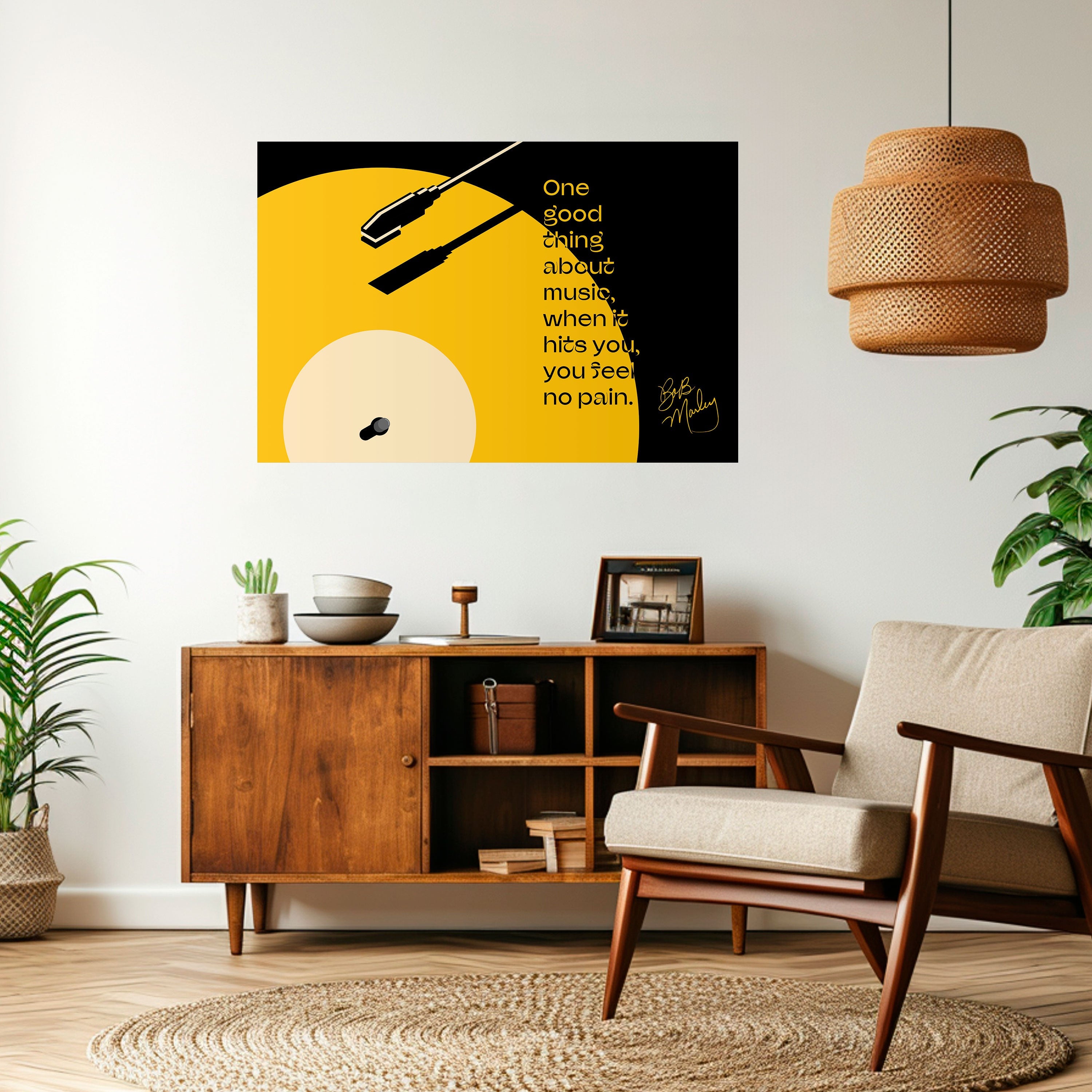 MUSIC – NO PAIN Horizontales Poster zum Abziehen und Aufkleben