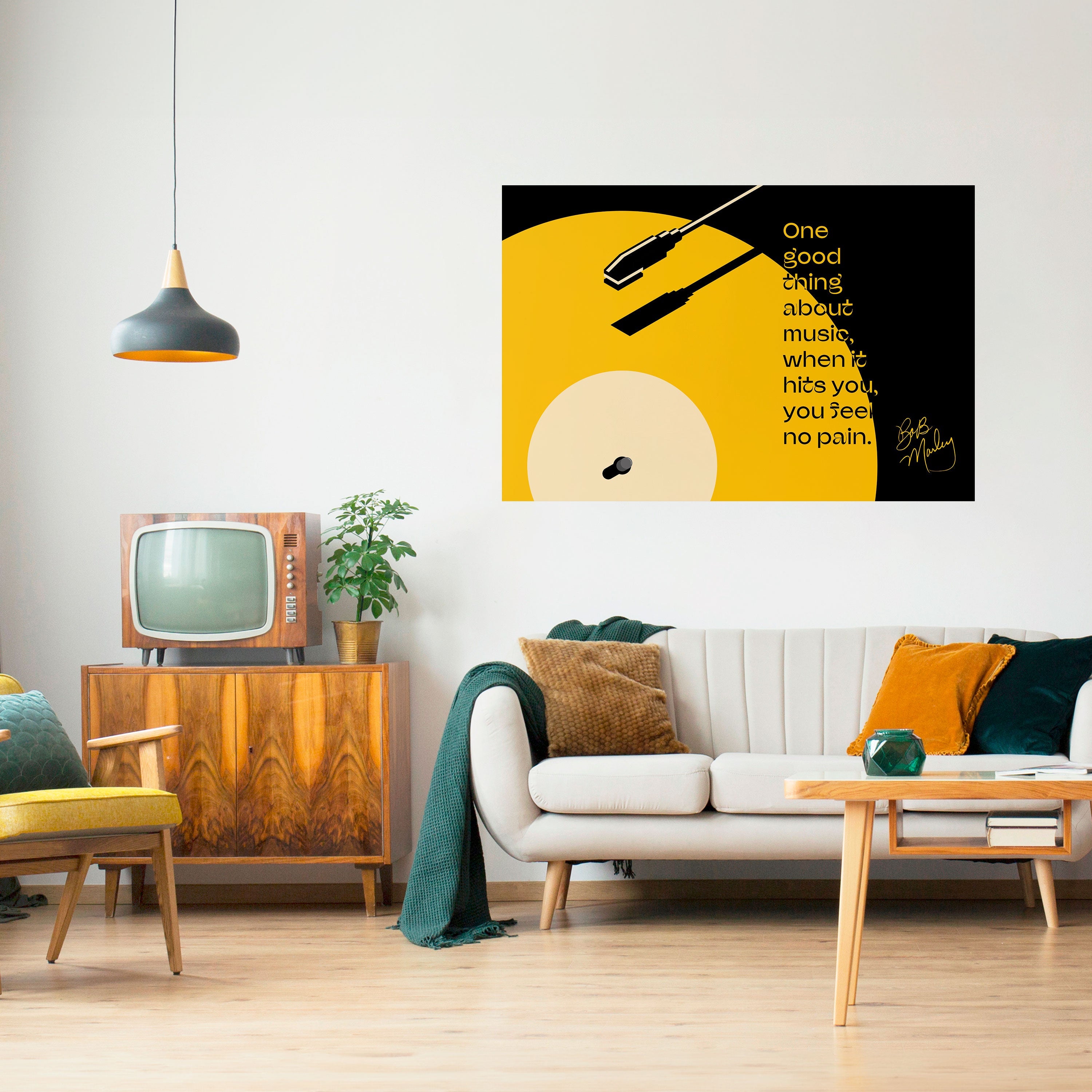 MUSIC – NO PAIN Horizontales Poster zum Abziehen und Aufkleben
