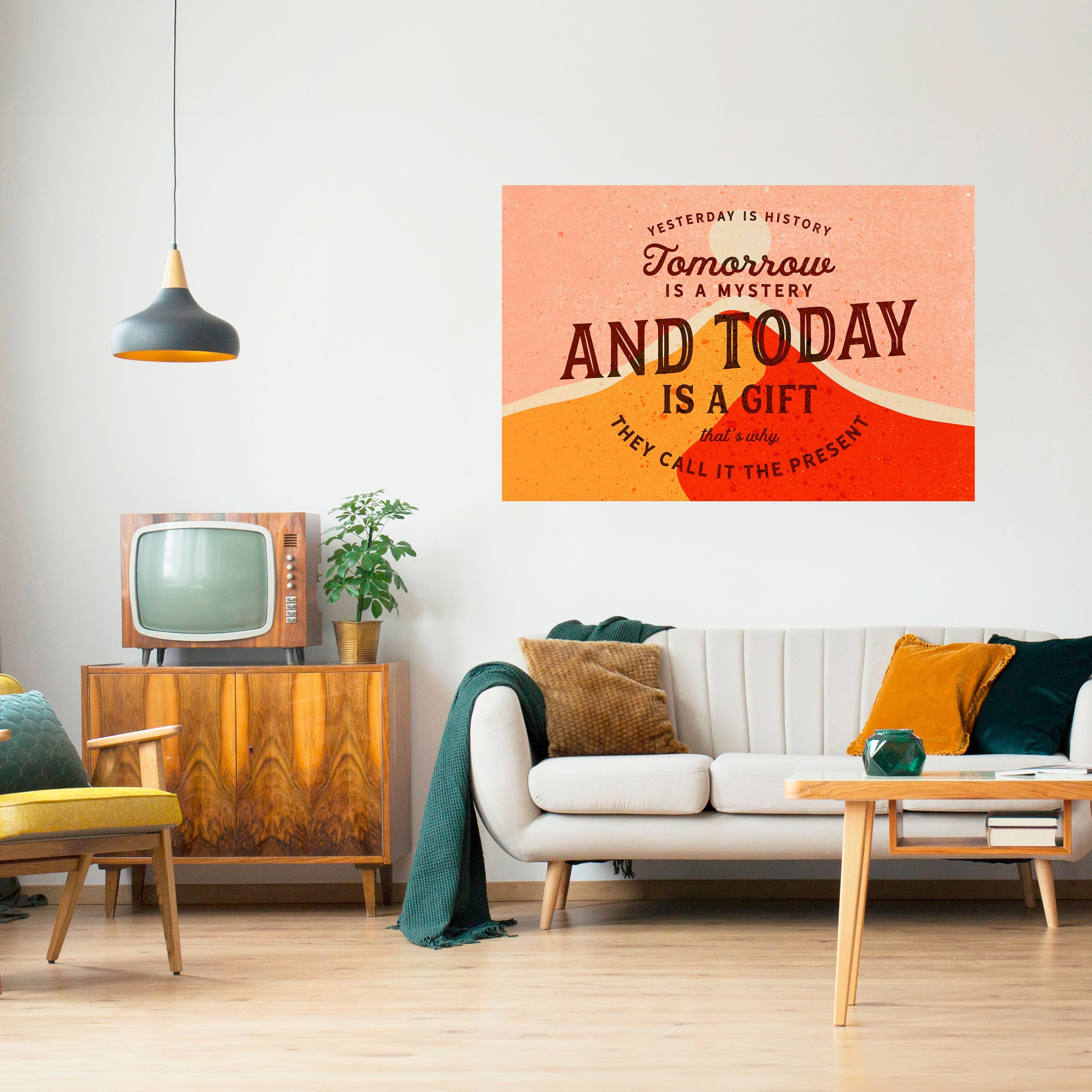 HEUTE IST EIN GESCHENK Horizontales Poster zum Abziehen und Aufkleben