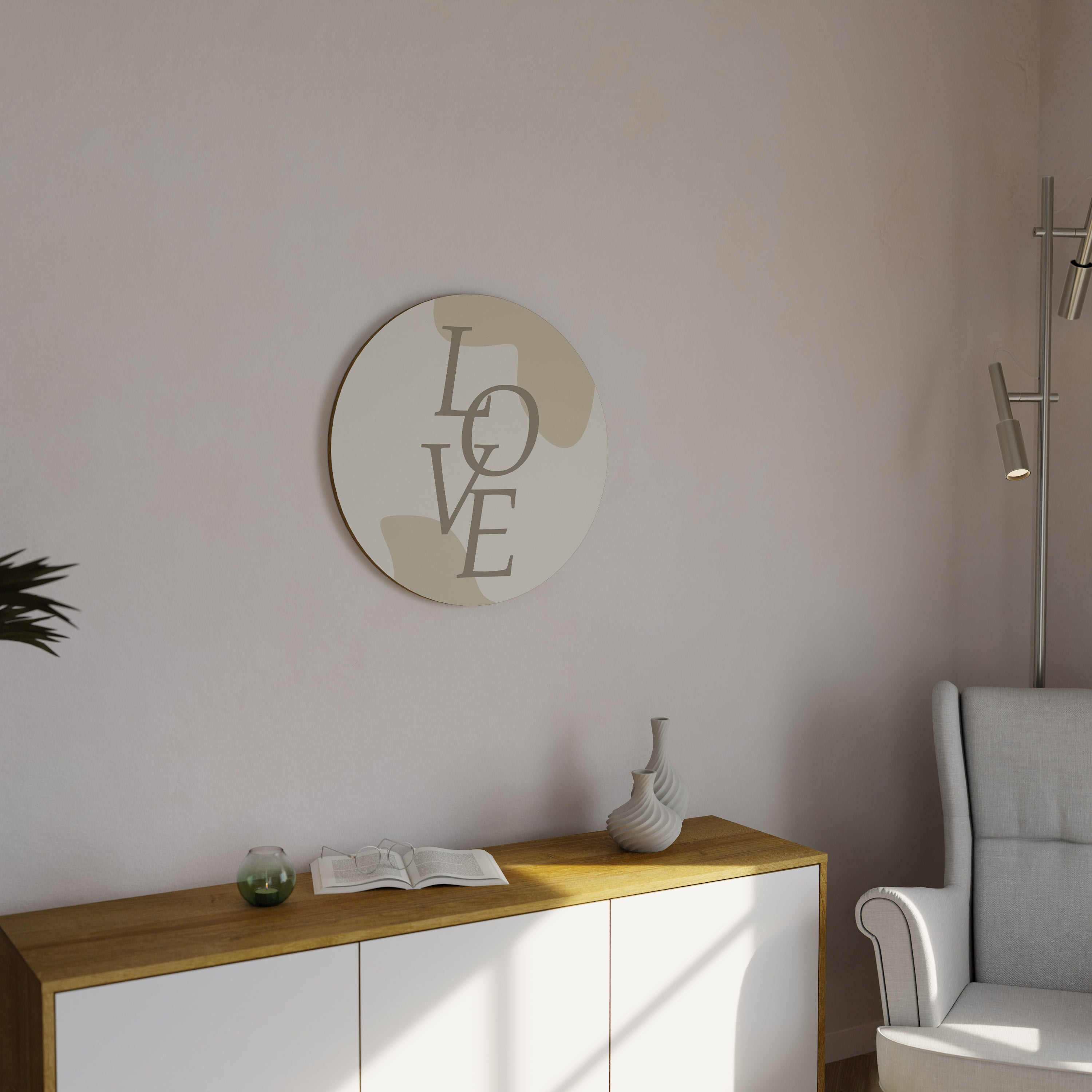 Runde Wandkunst „LIEBE IN FORM“