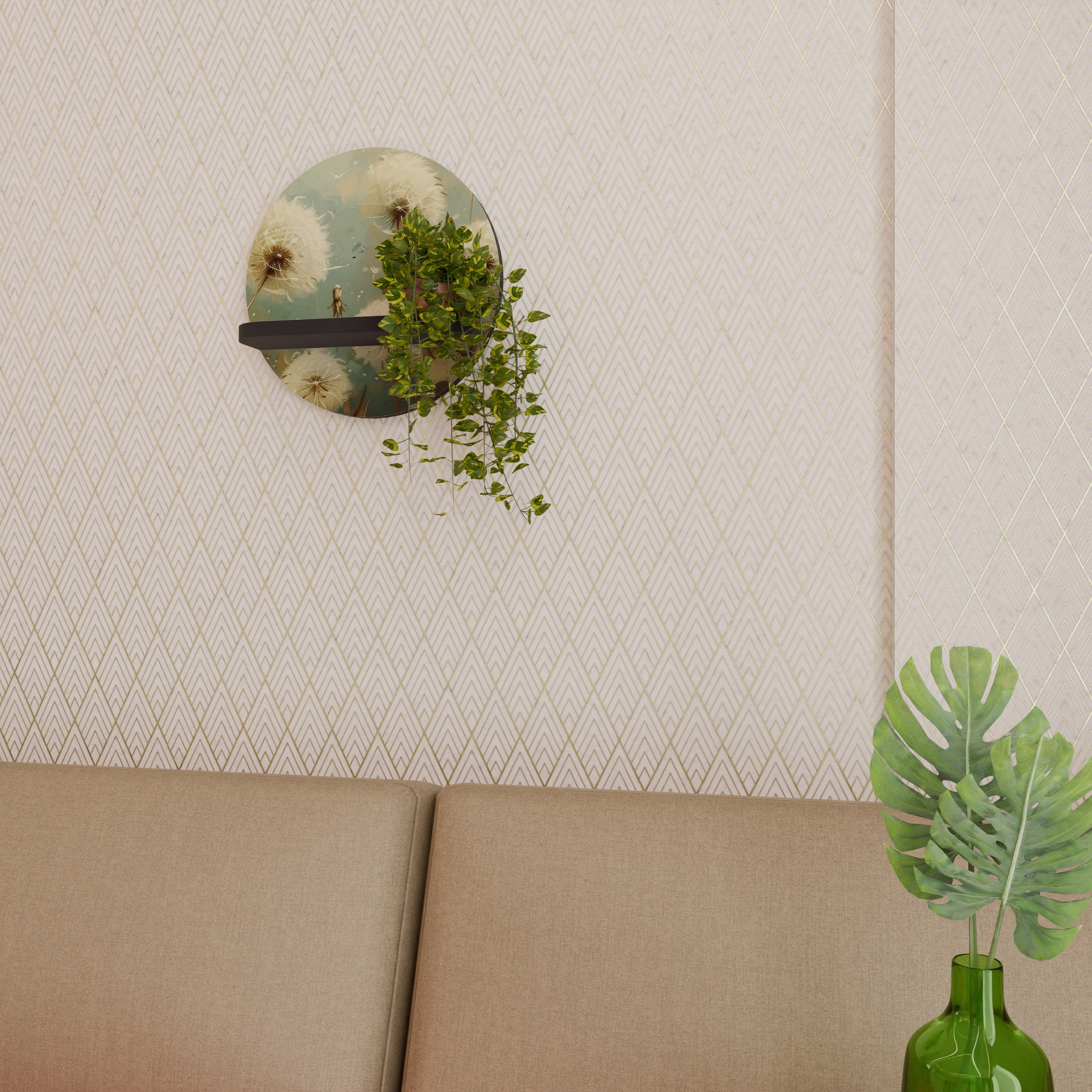 DREAMY MEADOW Rundes Kunstregal in Schwarz