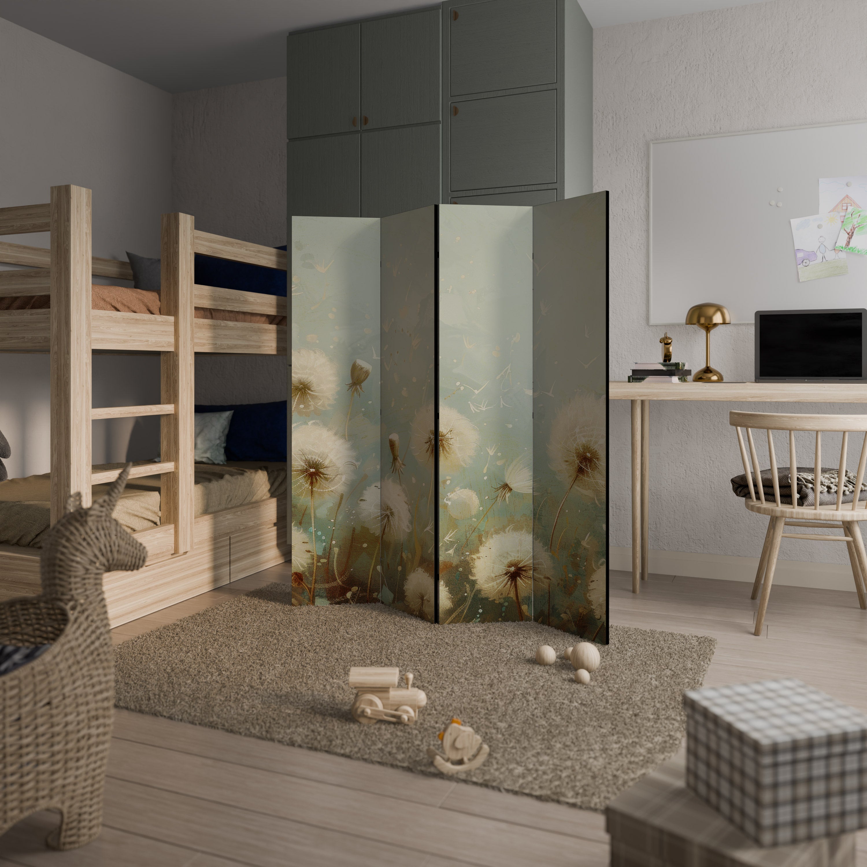 DREAMY MEADOW Dekorativer 4-teiliger Raumteiler
